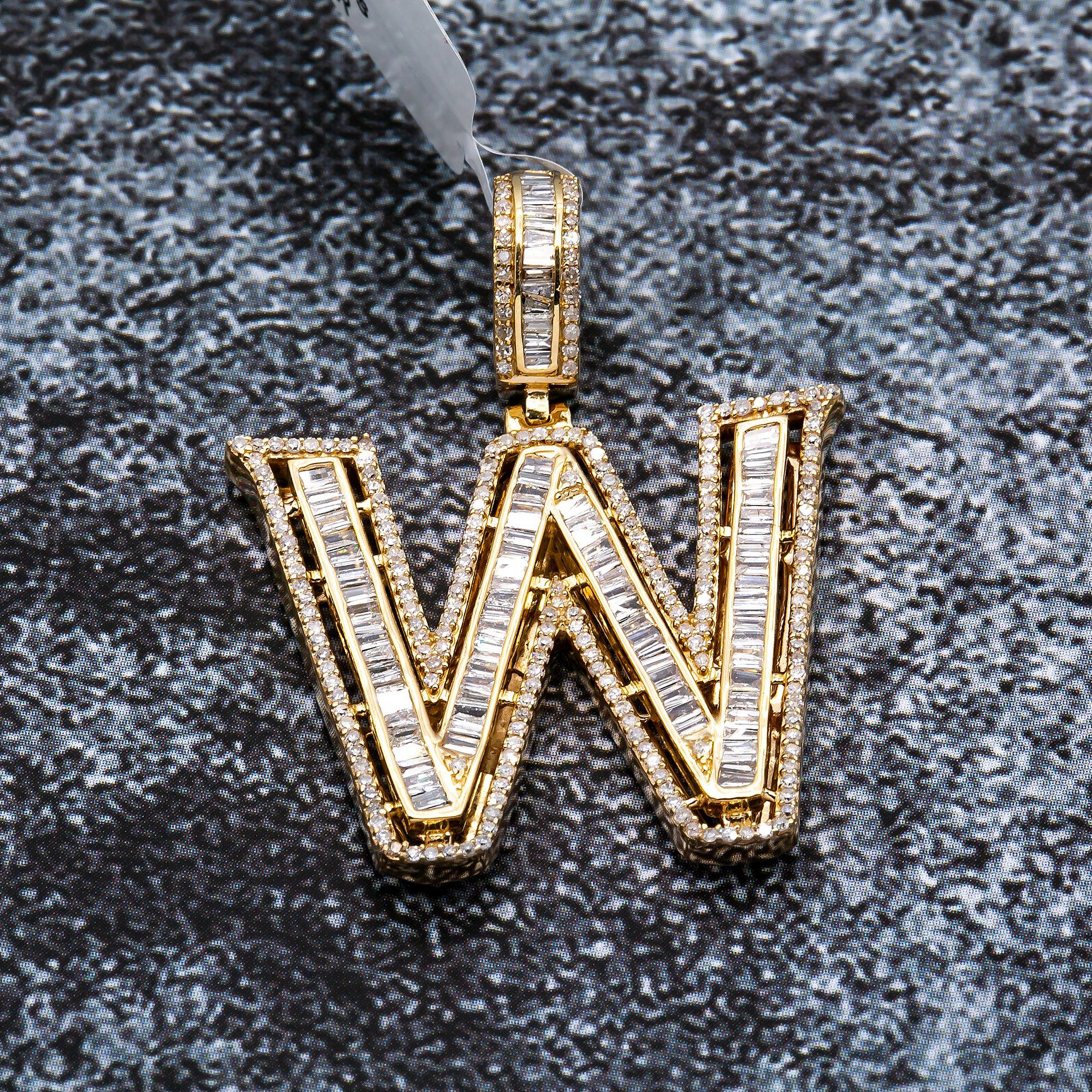 UNISEX DIAMOND INITIAL W PENDANT WITH 1.52CT DIAMONDS