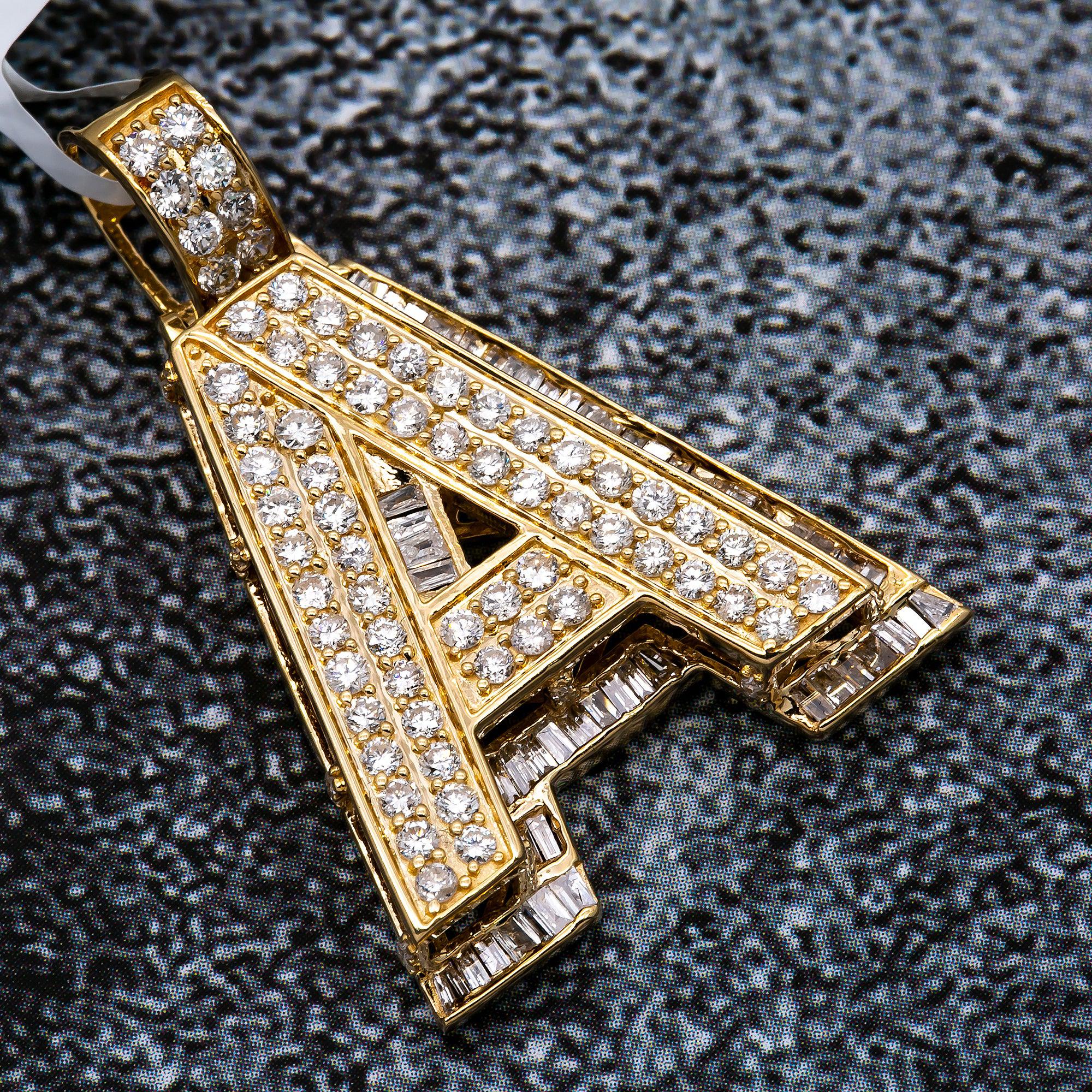 UNISEX DIAMOND INITIAL A PENDANT WITH 1.87CT DIAMONDS