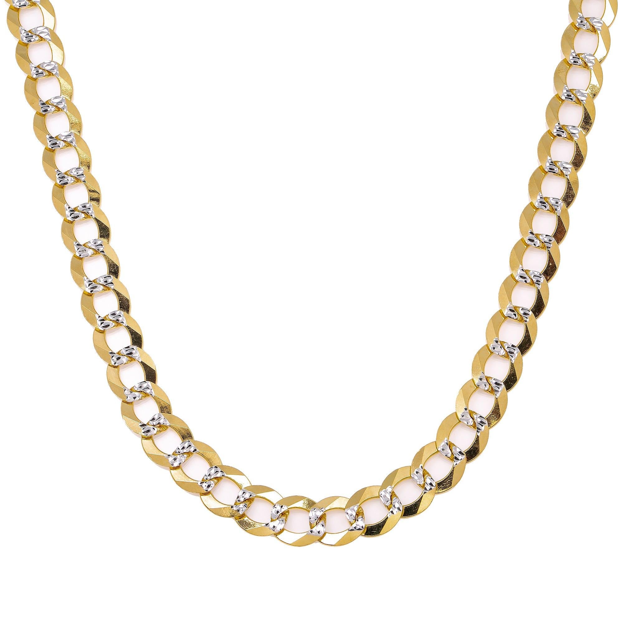 14K Yellow Gold 10mm Dia Cut Open Cuban Link Chain