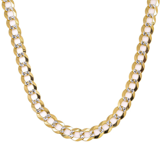 14K Yellow Gold 10mm Dia Cut Open Cuban Link Chain