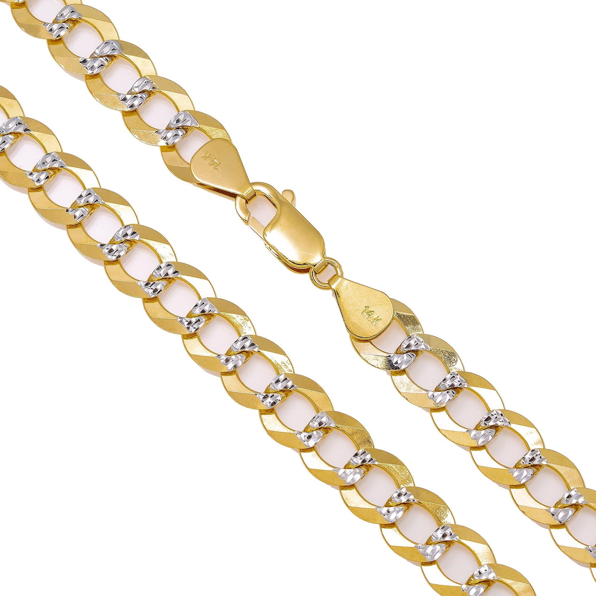 14K Yellow Gold 10mm Dia Cut Open Cuban Link Chain