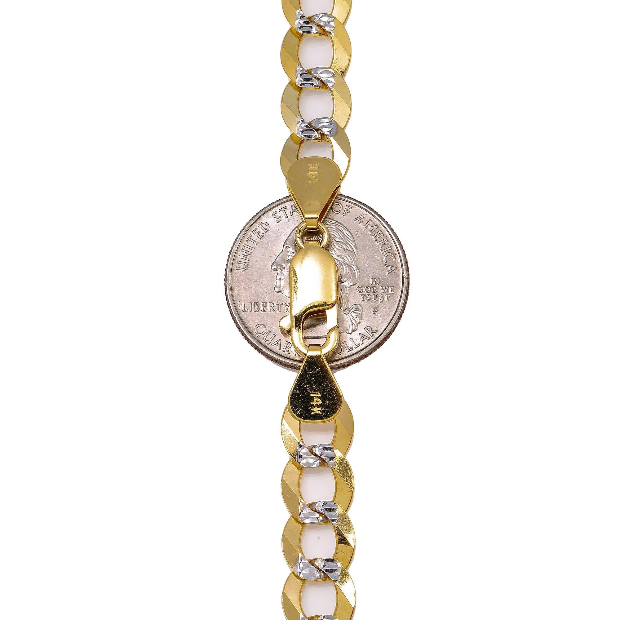 14K Yellow Gold 10mm Dia Cut Open Cuban Link Chain