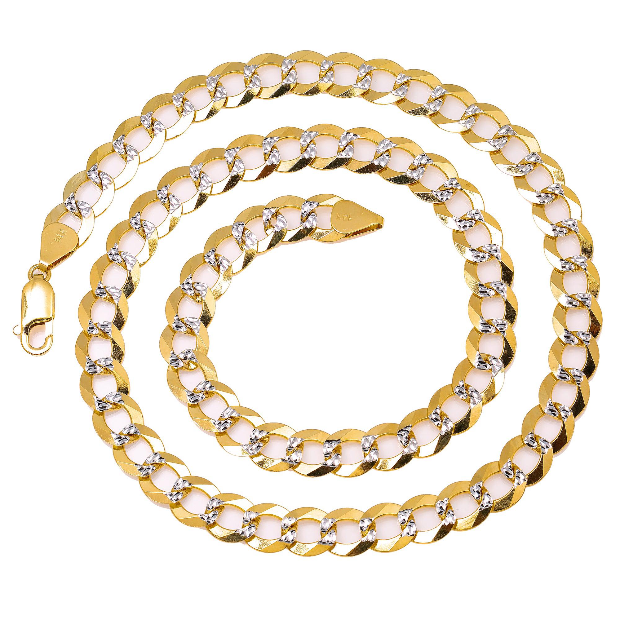 14K Yellow Gold 10mm Dia Cut Open Cuban Link Chain