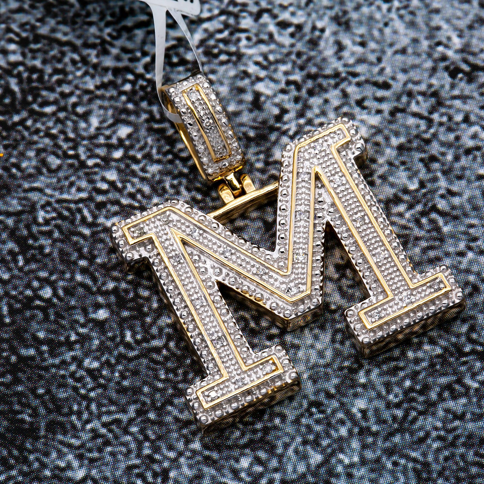UNISEX DIAMOND INITIAL M PENDANT WITH 0.07 CT DIAMONDS