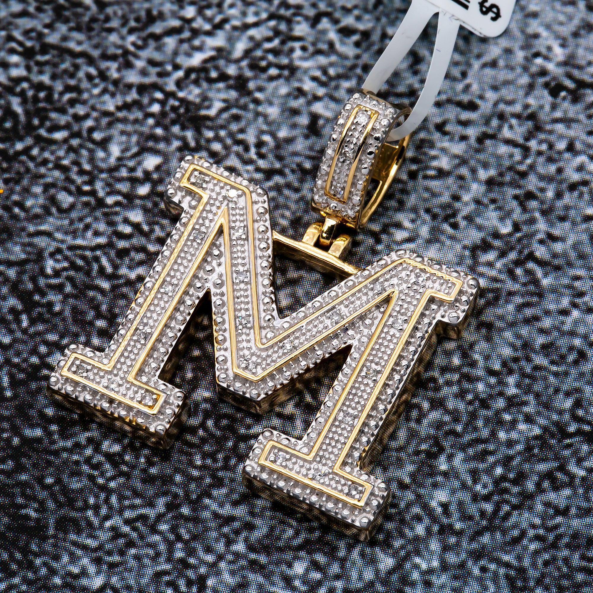 UNISEX DIAMOND INITIAL M PENDANT WITH 0.07 CT DIAMONDS