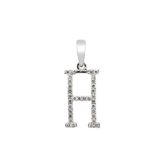 14K GOLD DIAMOND INITIAL H PENDANT 0.20 CT