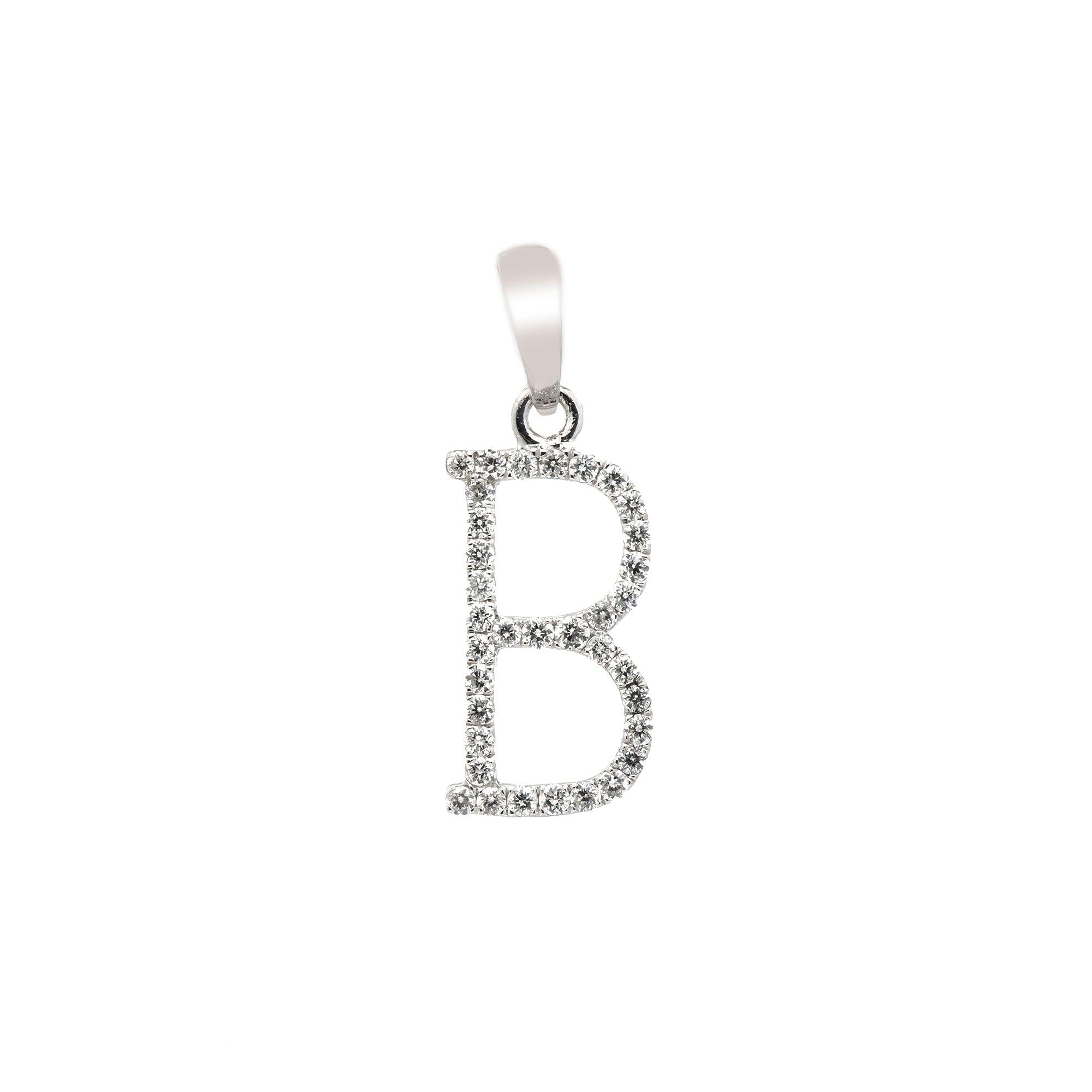 14K GOLD DIAMOND INITIAL B PENDANT 0.20 CT