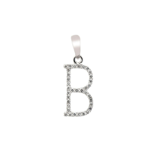 14K GOLD DIAMOND INITIAL B PENDANT 0.20 CT