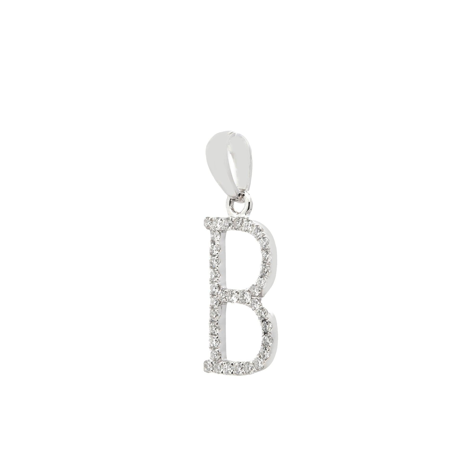 14K GOLD DIAMOND INITIAL B PENDANT 0.20 CT