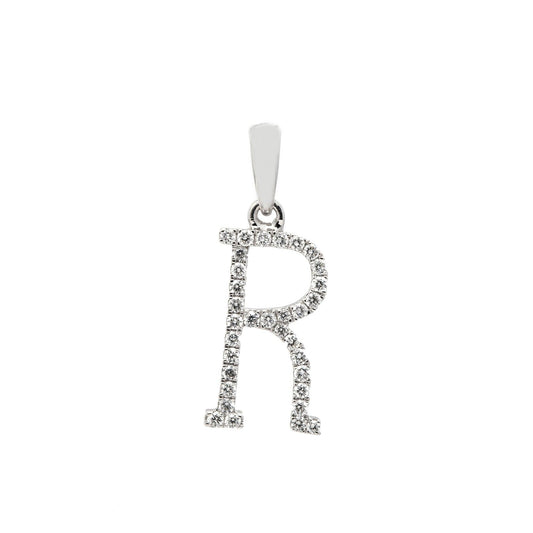 14K GOLD DIAMOND INITIAL R PENDANT 0.20 CT