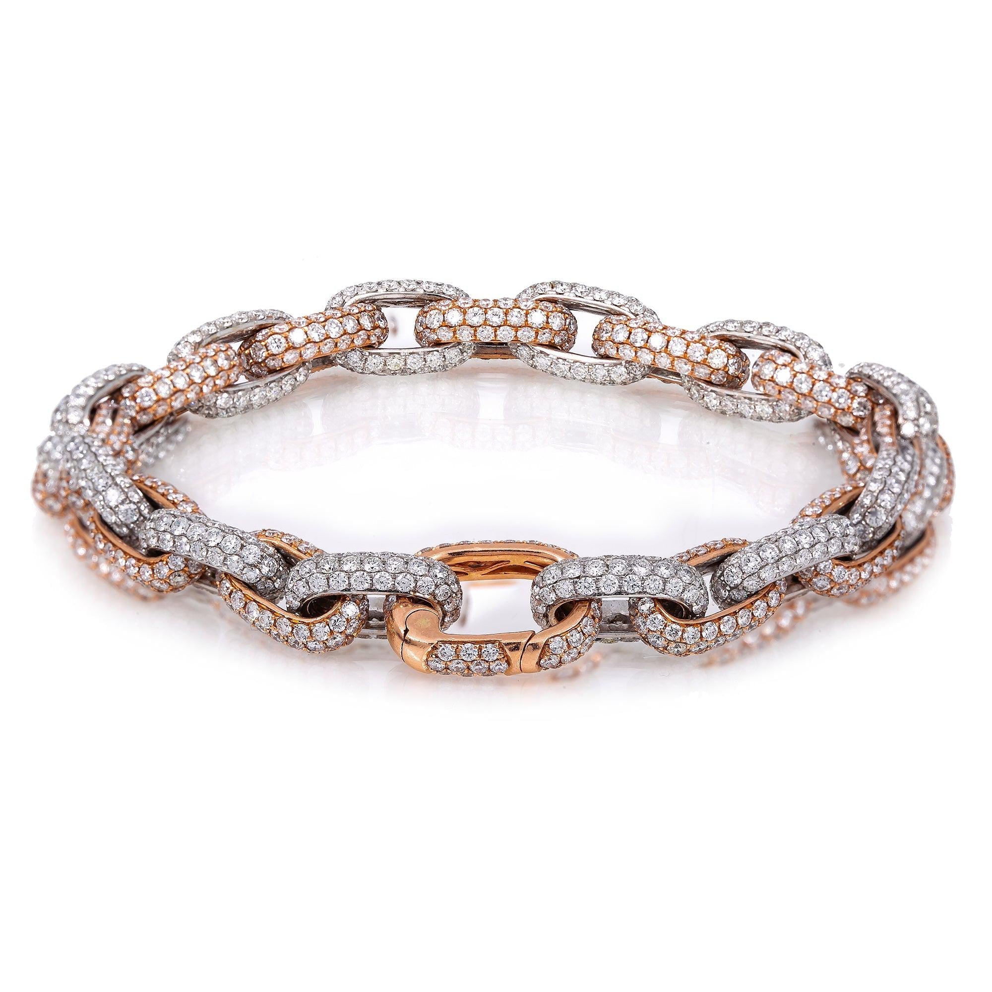 14K GOLD TWO-TONE CUSTOM BELCHER BRACELET WITH 35.15 CT DIAMONDS