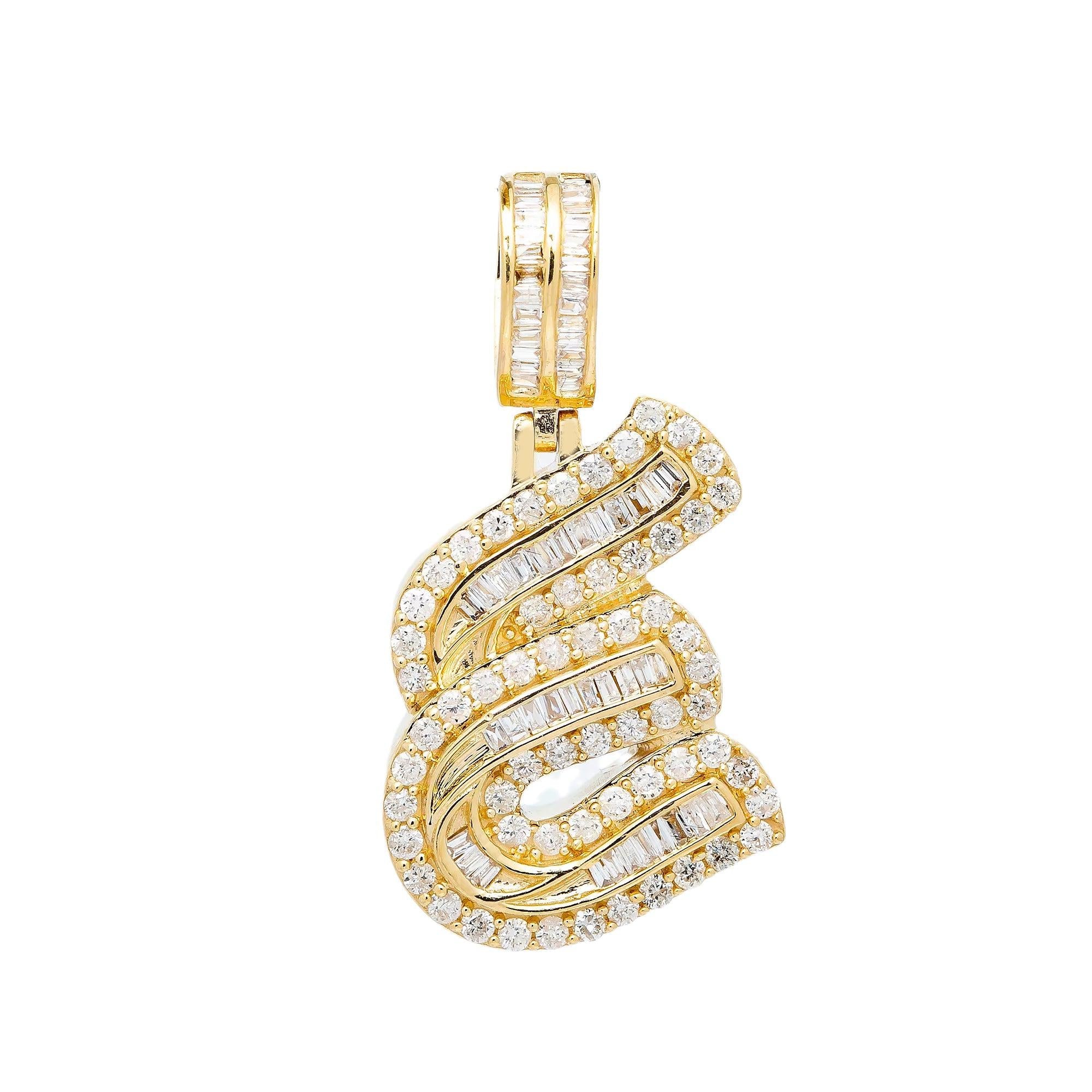 14K YELLOW GOLD DIAMOND LETTER E PENDANT 0.97 CT