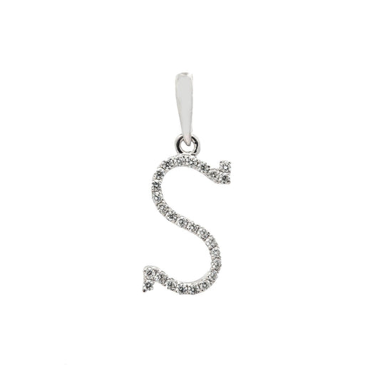 14K GOLD DIAMOND INITIAL S PENDANT 0.15 CT