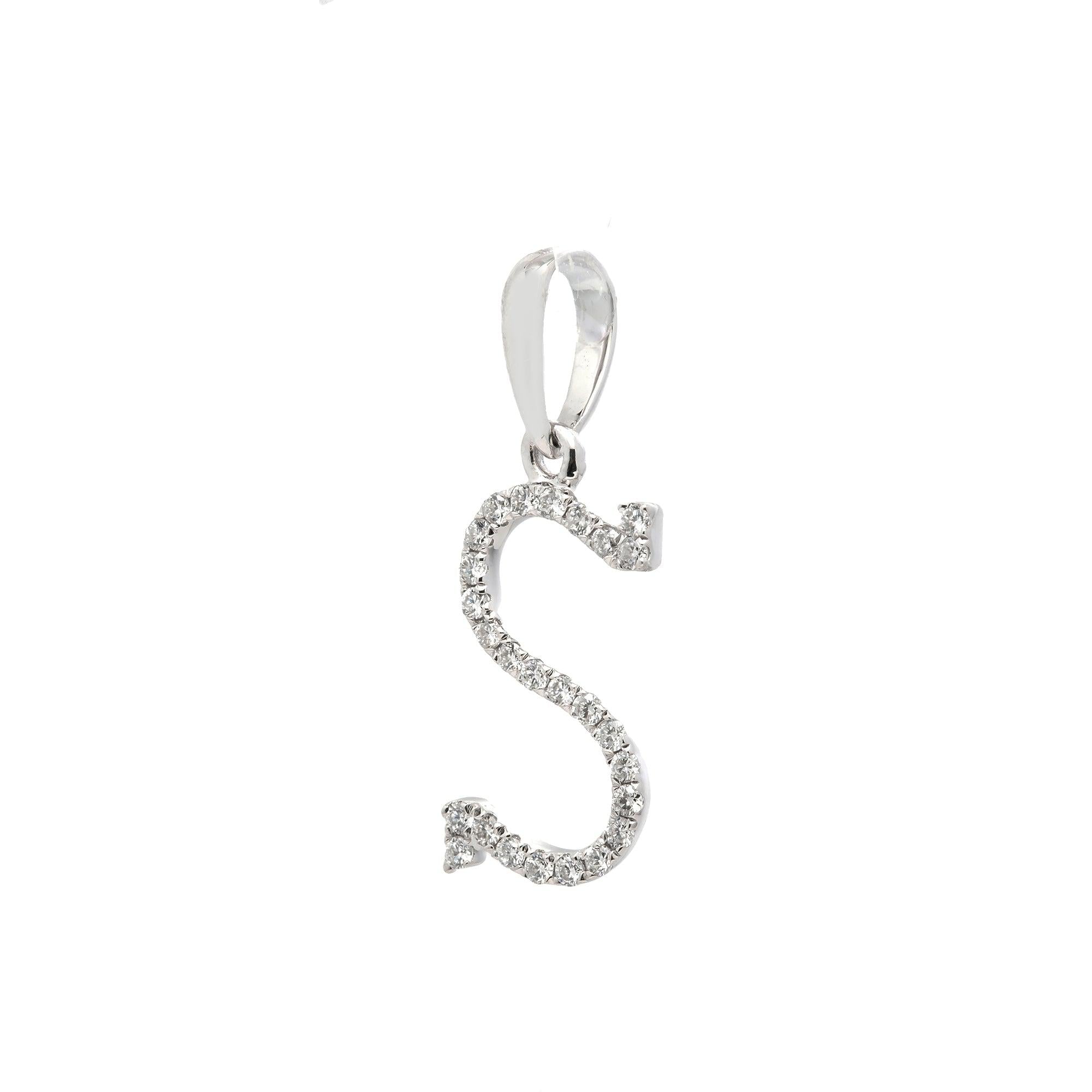 14K GOLD DIAMOND INITIAL S PENDANT 0.15 CT