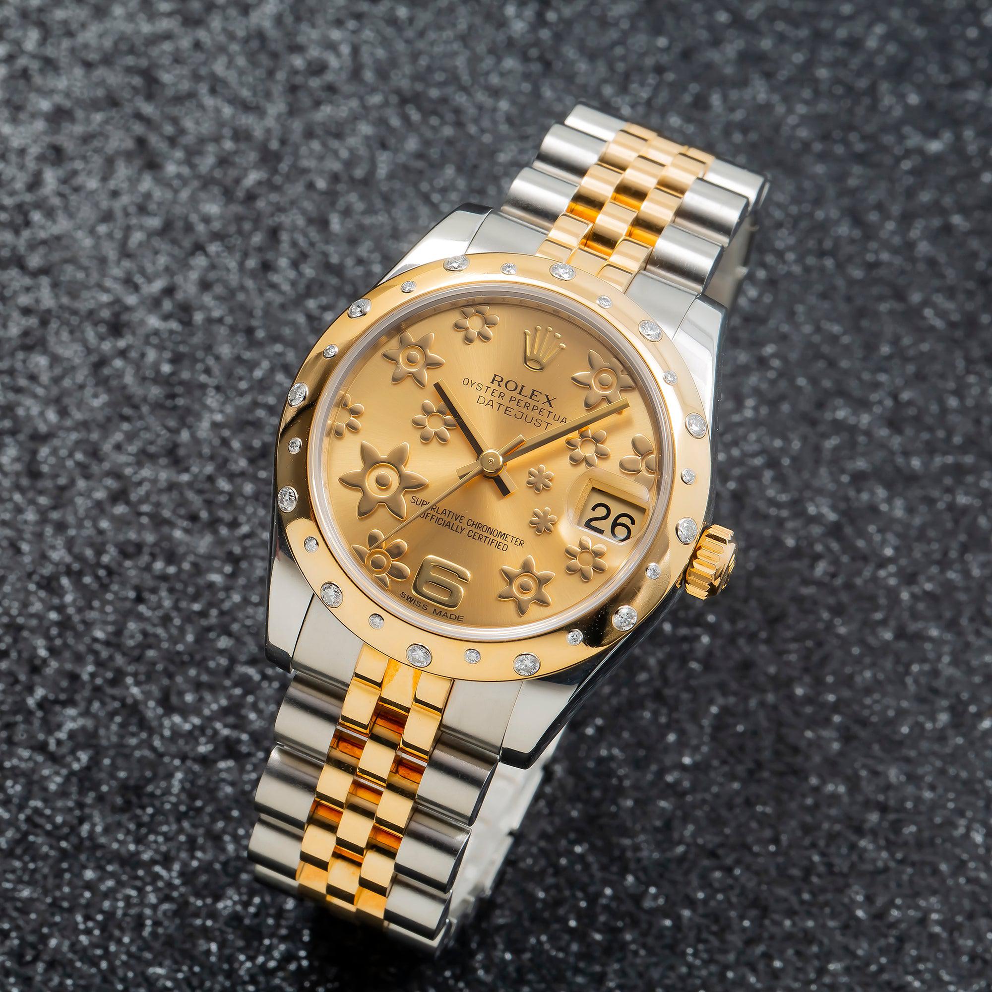 Rolex Datejust 178343 31MM Champagne Flower Dial With Two Tone Jubilee Bracelet