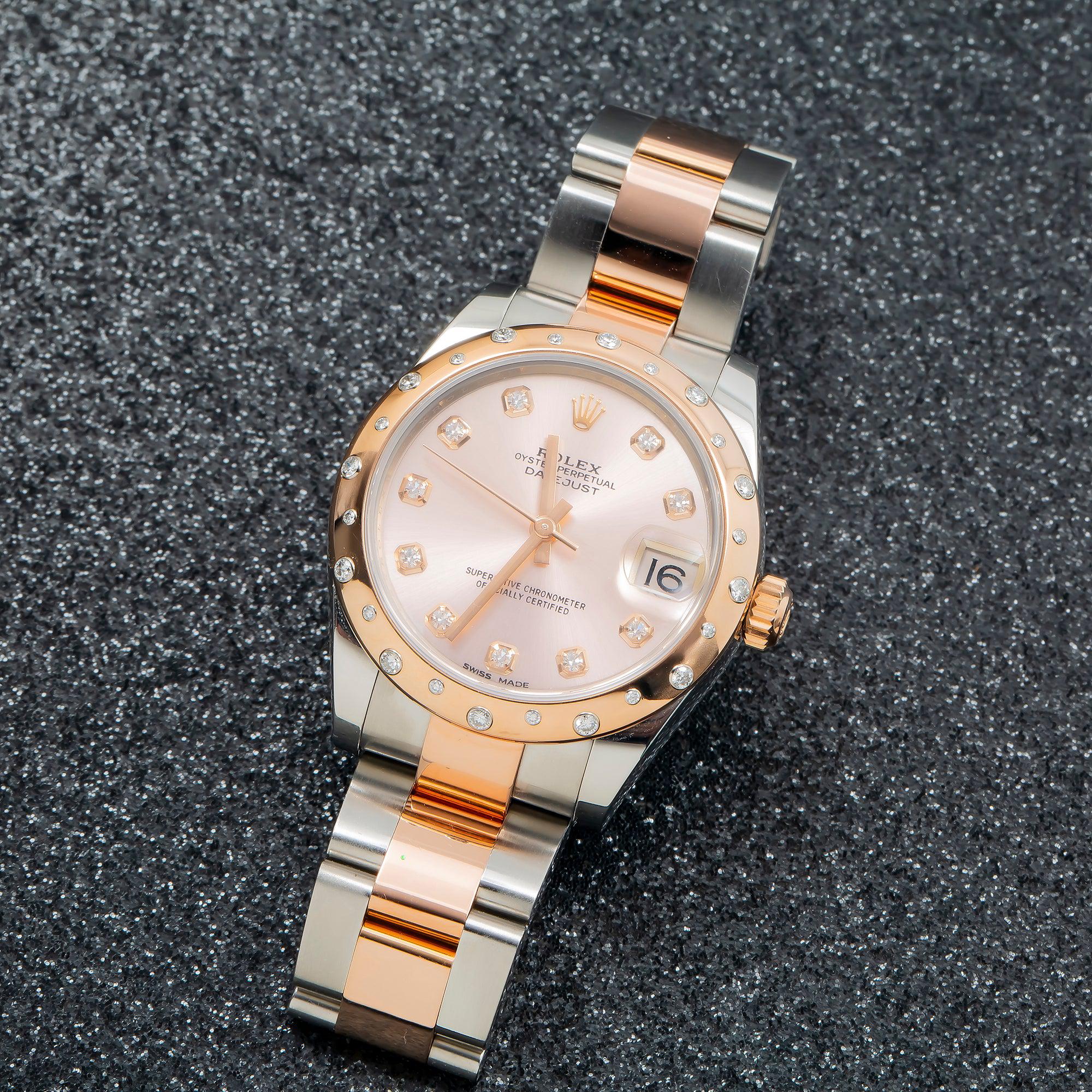Rolex Lady-Datejust 178341 31MM Rose Gold Diamond Dial And Bezel With Two Tone Jubilee Bracelet