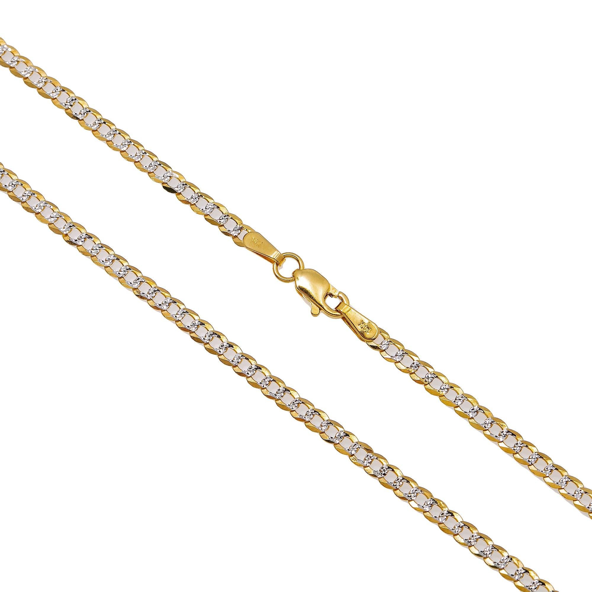 14K Hollow Yellow Gold Diamond Cut 3mm Open Cuban Link Chain Available In Sizes 18"-26"