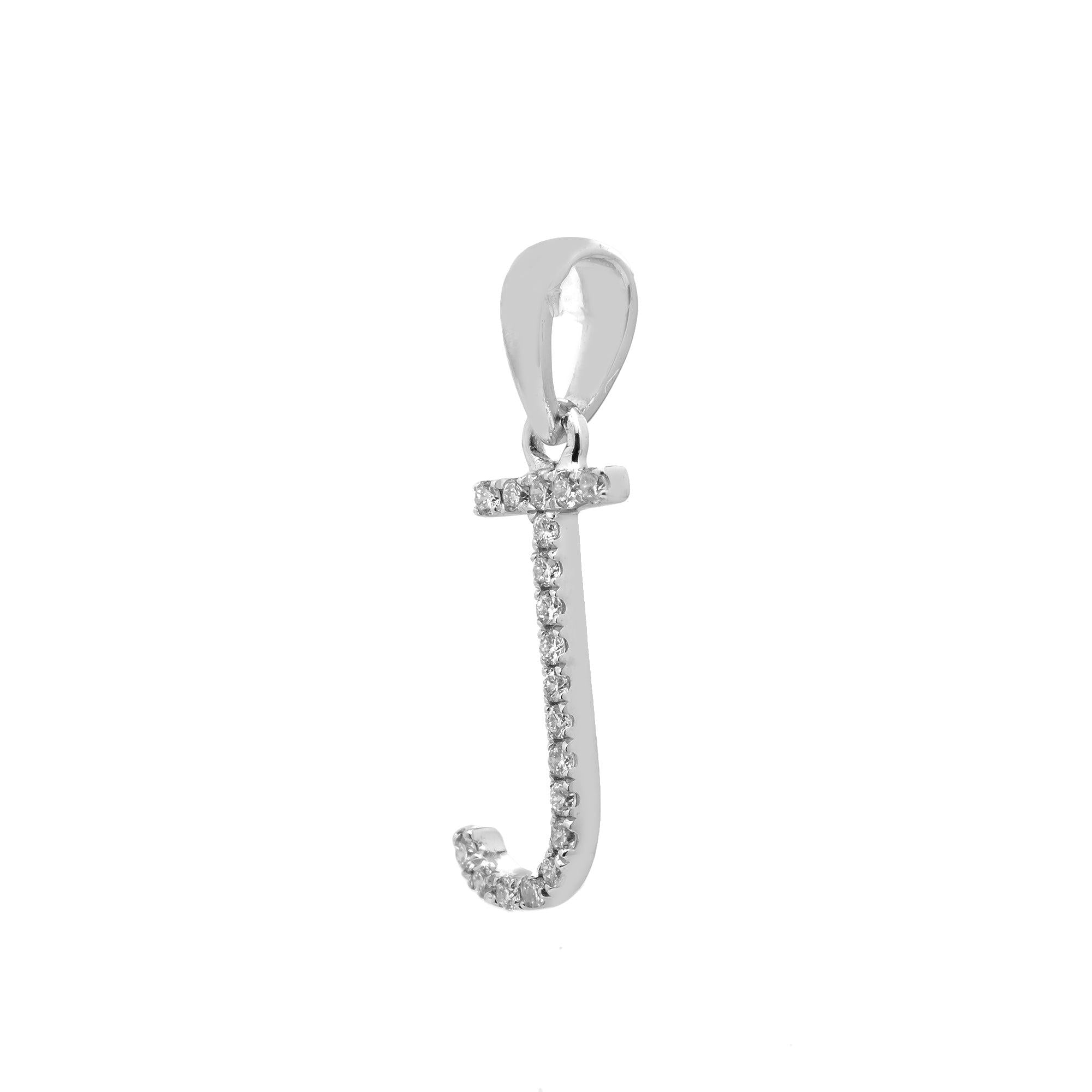 14K GOLD DIAMOND INITIAL J PENDANT 0.10 CT