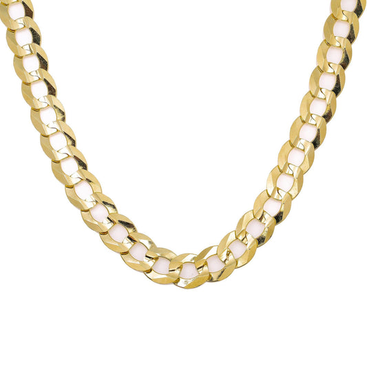 14K Yellow Gold 12mm Diamond Cut Open Cuban Link Chain Available In Sizes 18"-26"