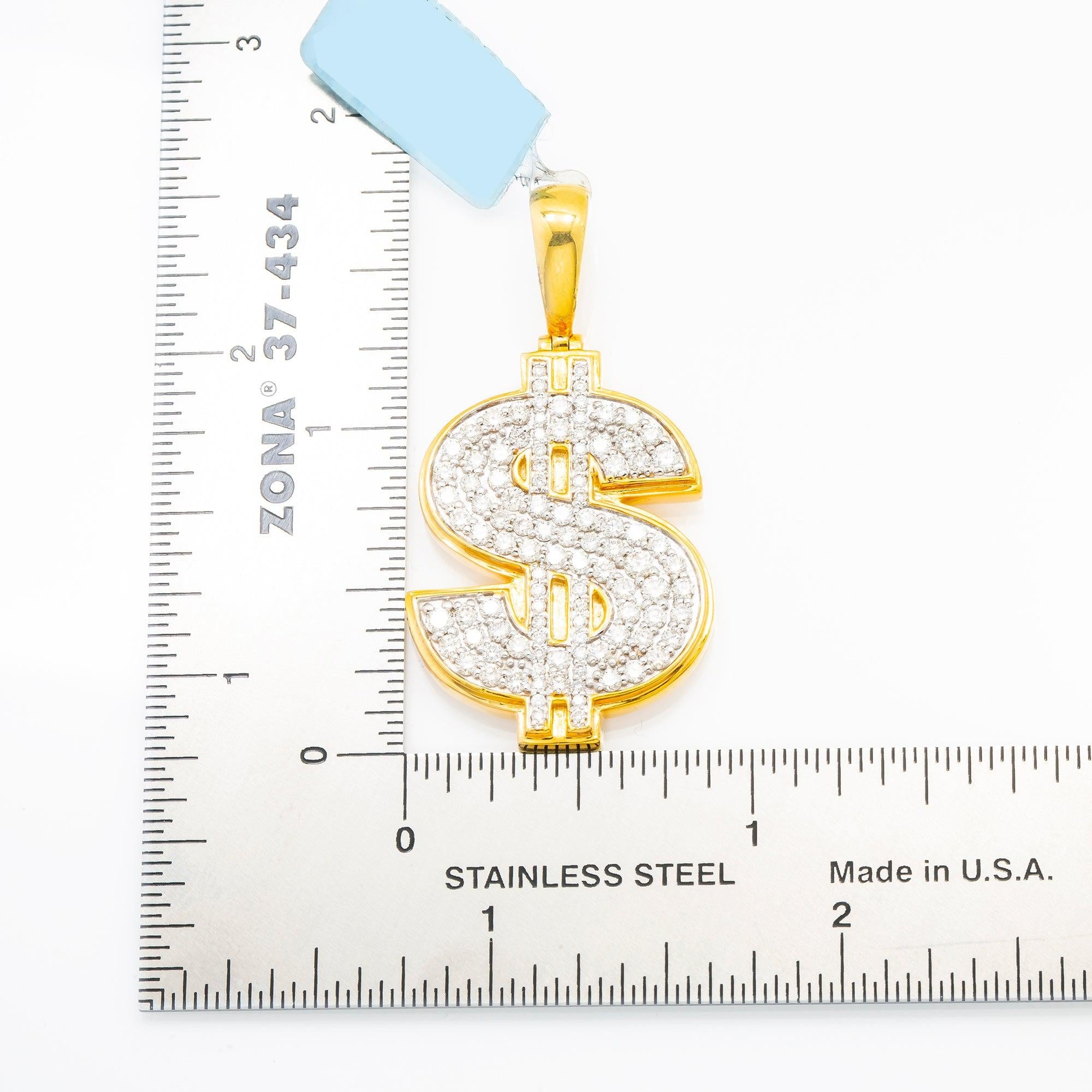 10K GOLD DIAMOND DOLLAR SIGN PENDANT 1.85 CT