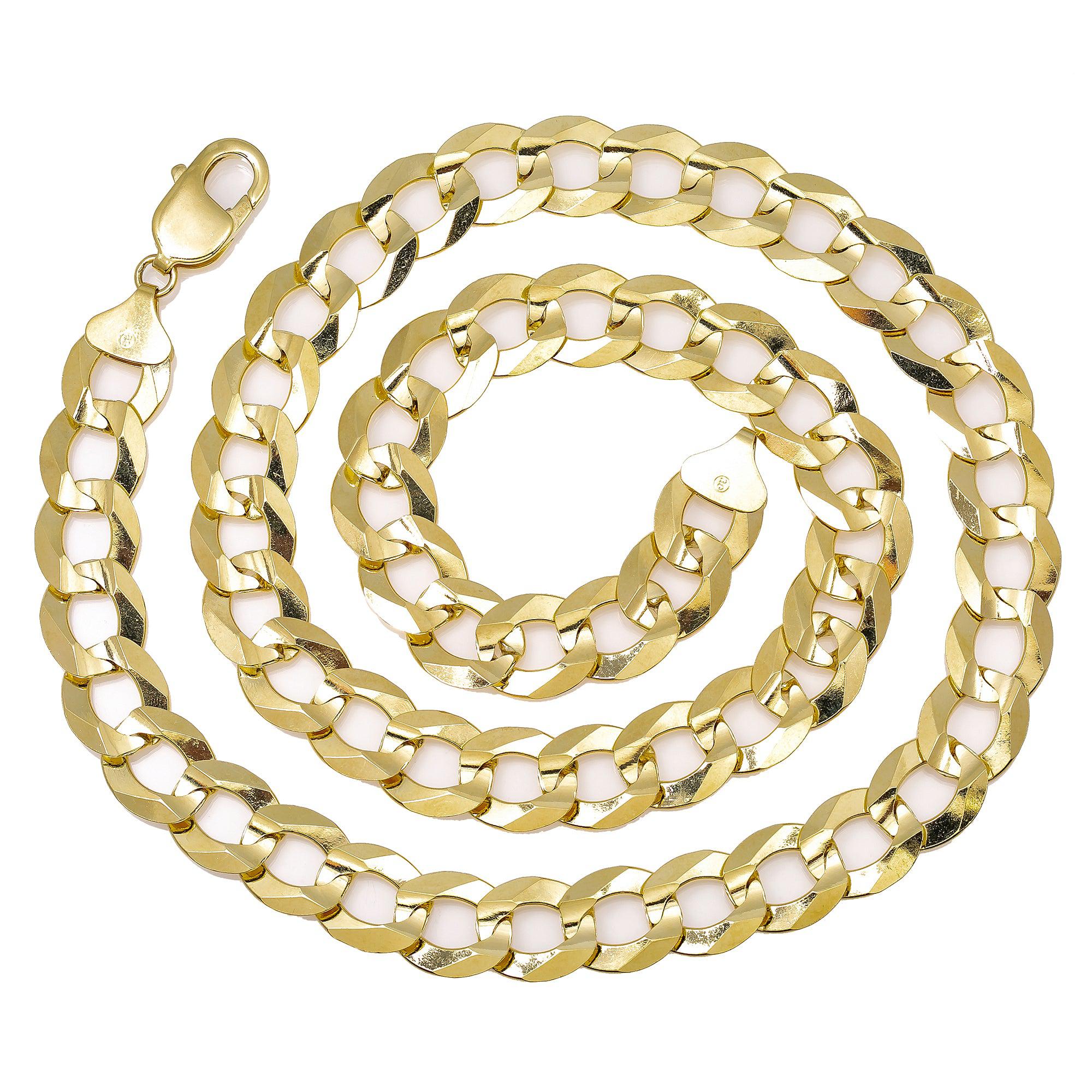 14K Yellow Gold 12mm Diamond Cut Open Cuban Link Chain Available In Sizes 18"-26"
