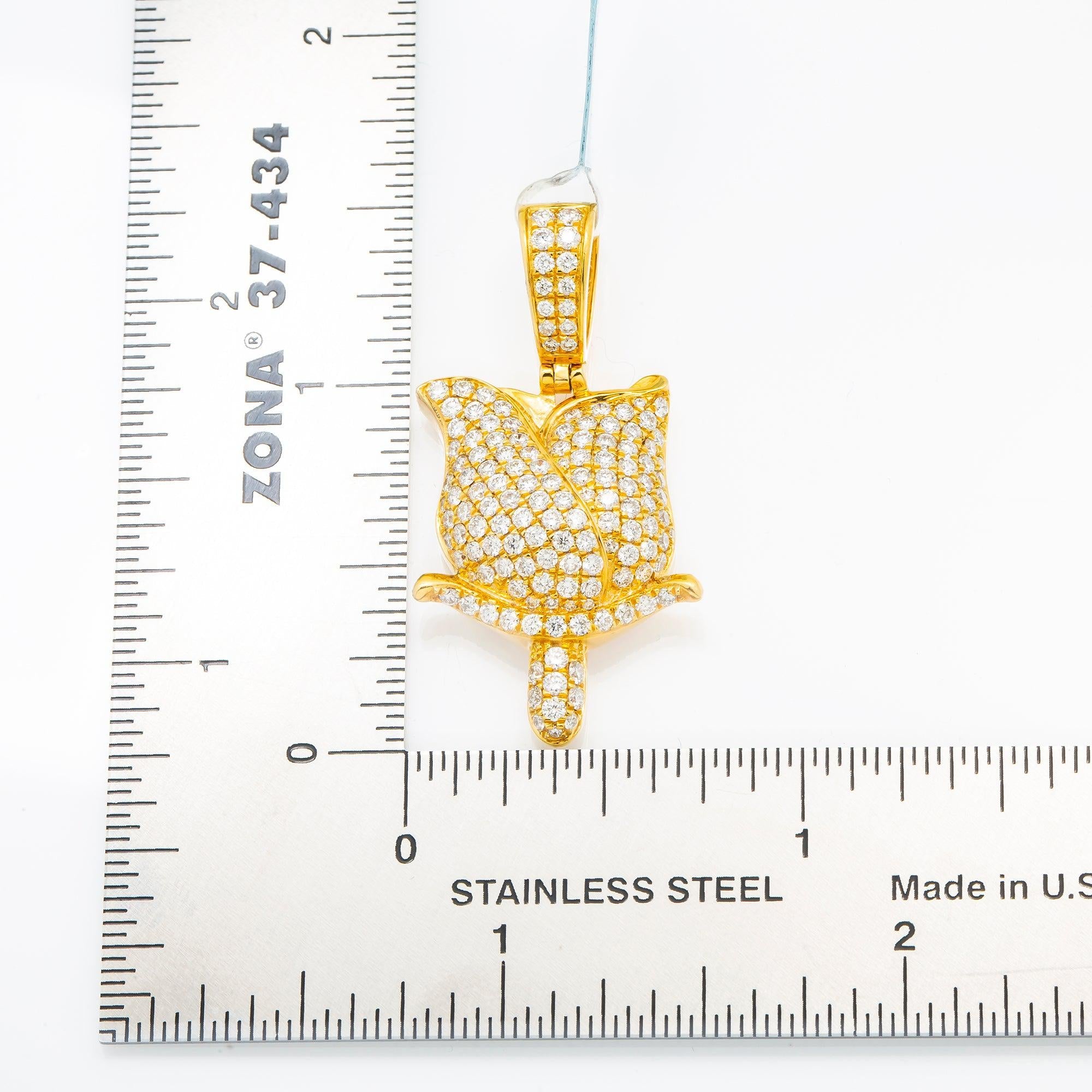 14K GOLD DIAMOND ROSE PENDANT 1.50 CT