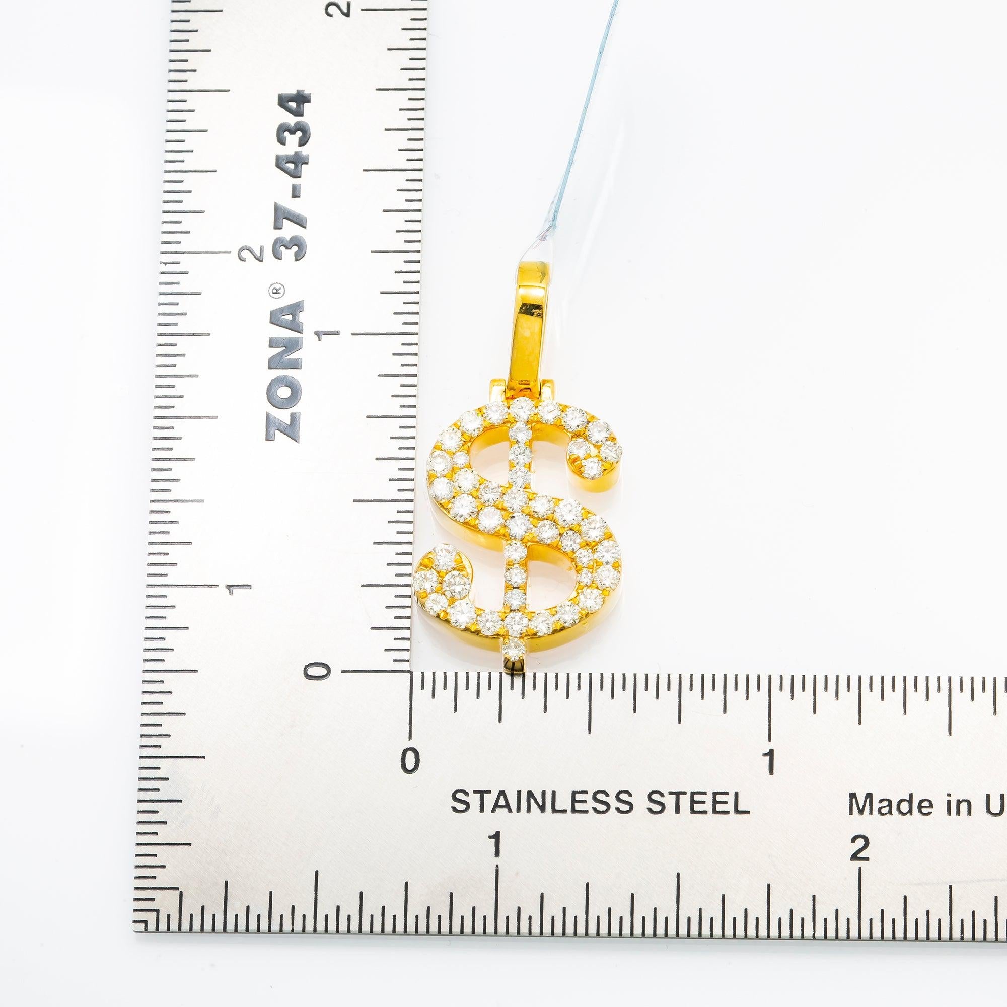 10K GOLD DIAMOND DOLLAR SIGN PENDANT 1.15 CT