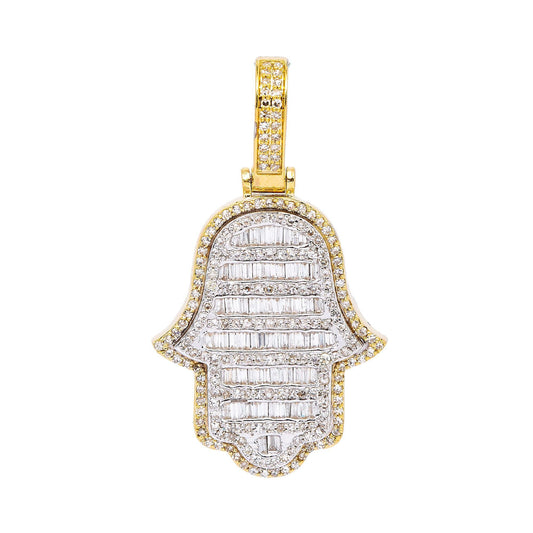 10K YELLOW GOLD HAMSA  WITH 1.5 CT  BAGUETTE DIAMONDS