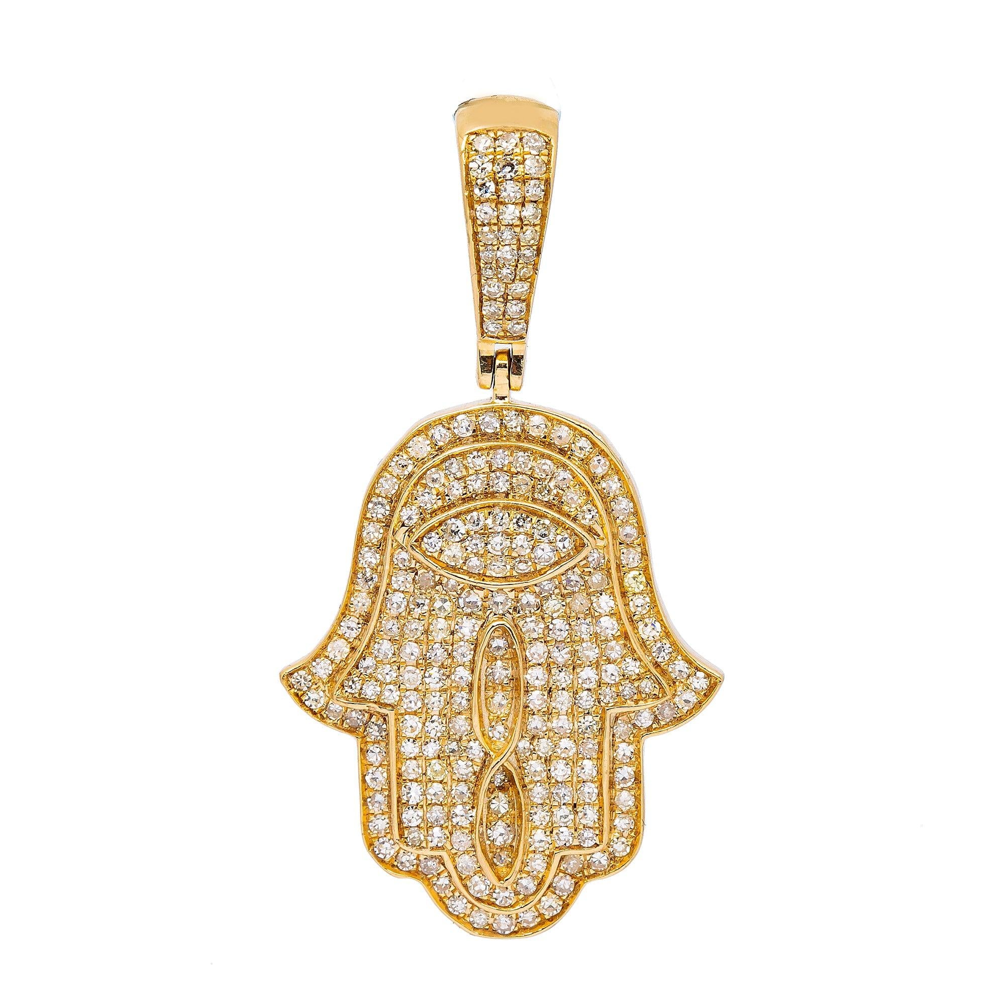 10K YELLOW GOLD HAMSA WITH 1.62 CT BAGUETTE DIAMONDS