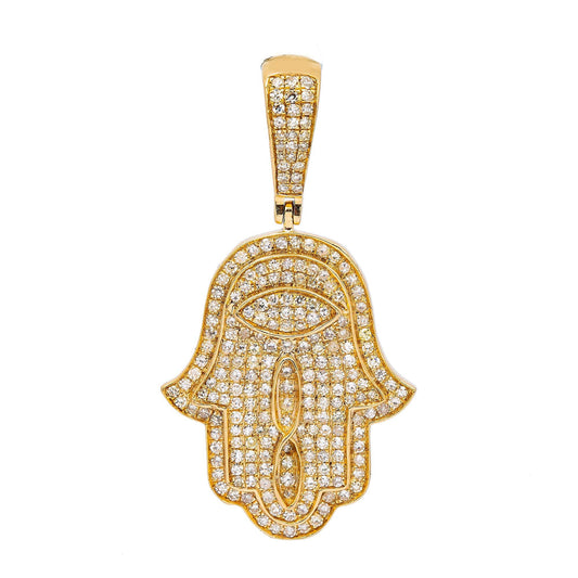 10K YELLOW GOLD HAMSA WITH 1.62 CT BAGUETTE DIAMONDS