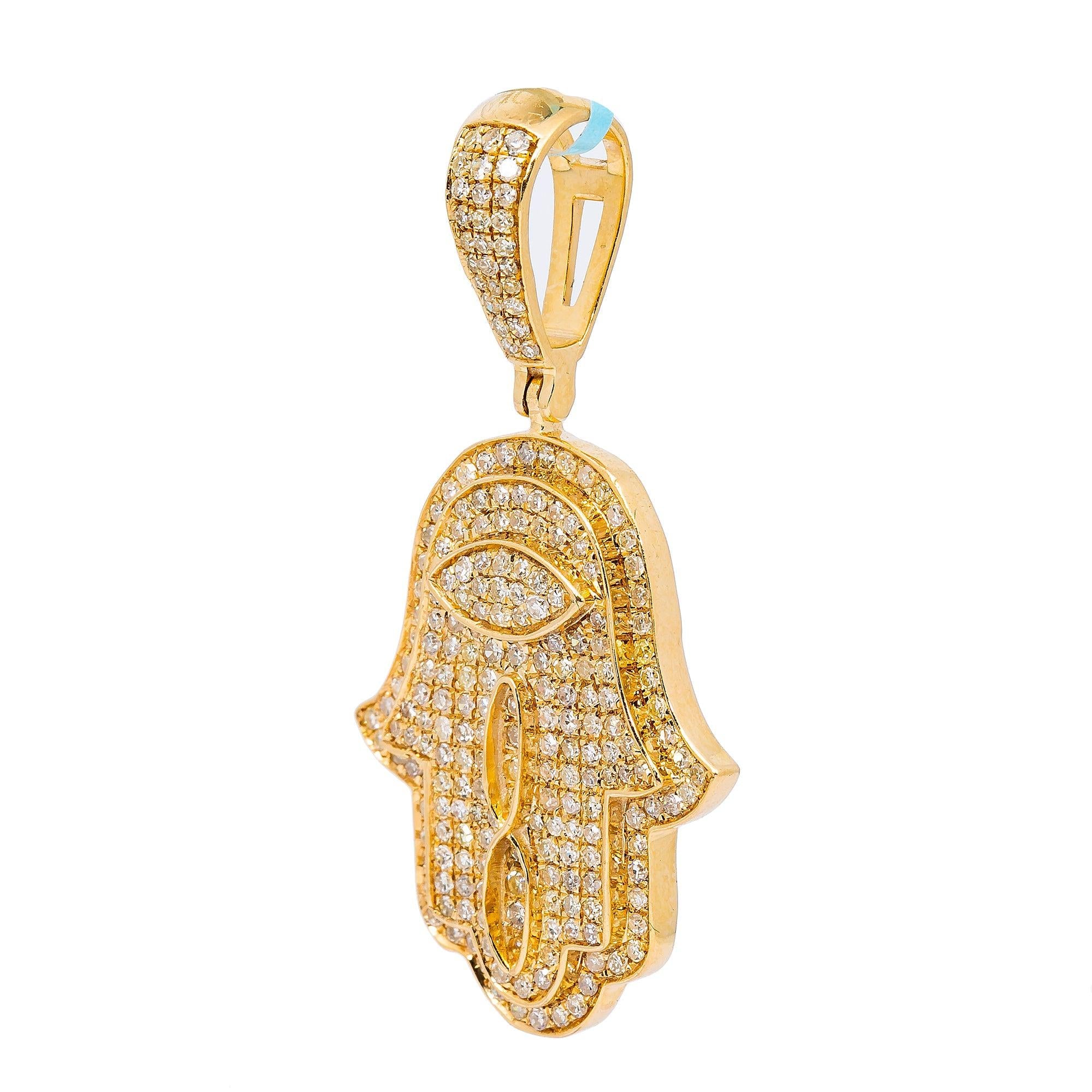 10K YELLOW GOLD HAMSA WITH 1.62 CT BAGUETTE DIAMONDS