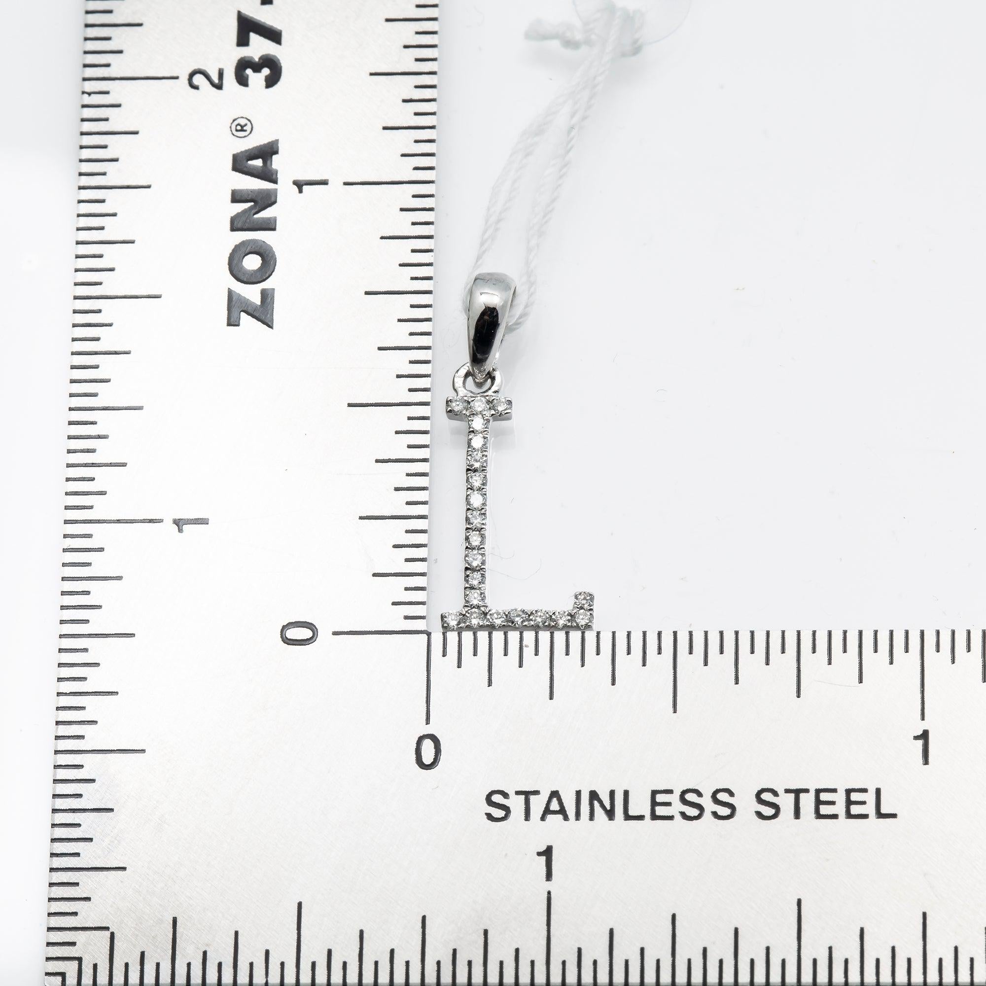 14K GOLD DIAMOND INITIAL L PENDANT 0.12 CT