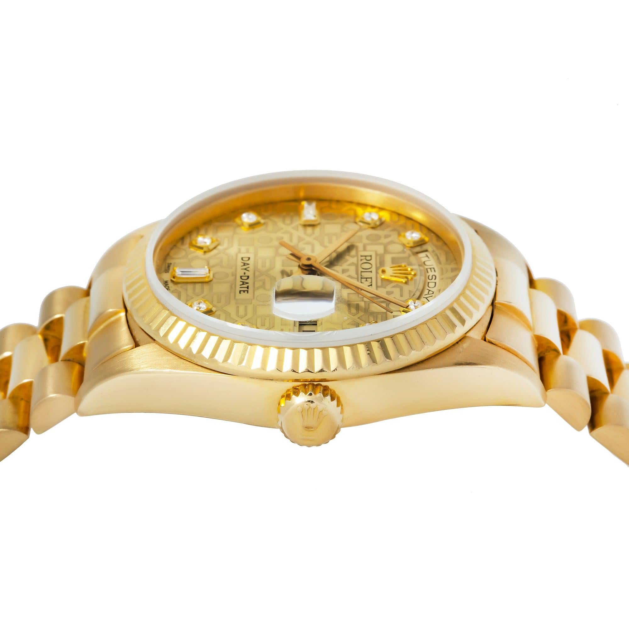 Rolex Day-Date 18238 36MM Anniversary Diamond Dial With Yellow Gold Presidential Bracelet