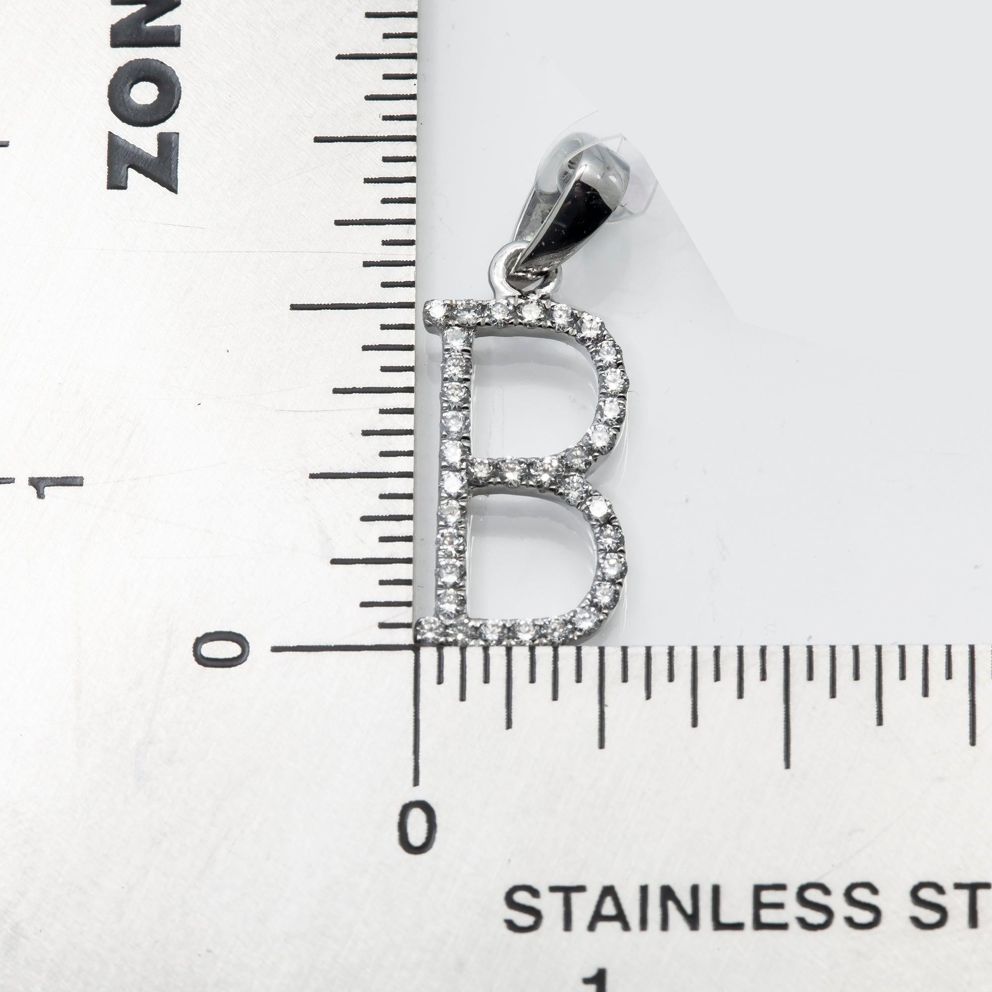 14K GOLD DIAMOND INITIAL B PENDANT 0.20 CT
