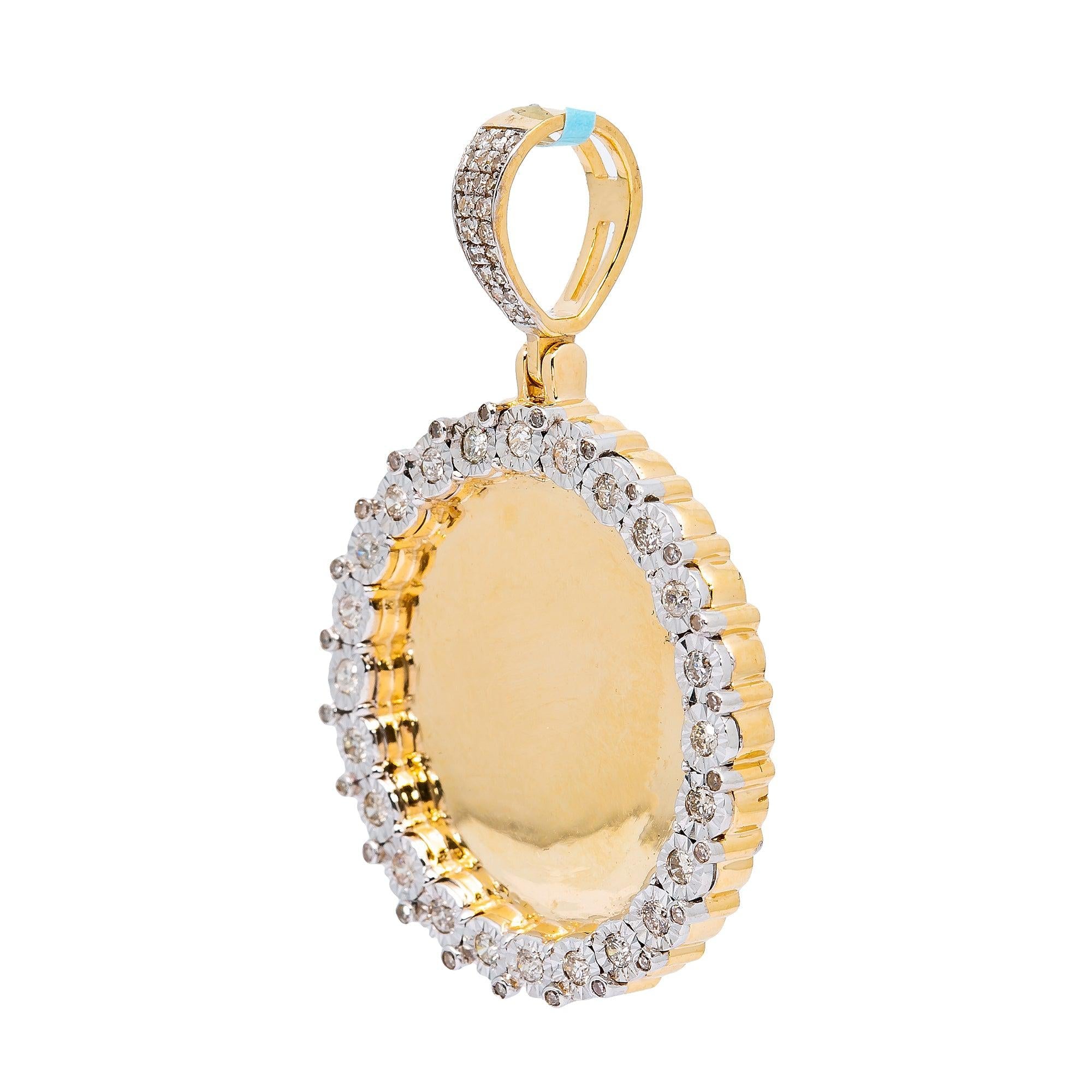 10K YELLOW GOLD PICTURE PENDANT WITH  WITH 0.54 CT  BAGUETTE DIAMONDS