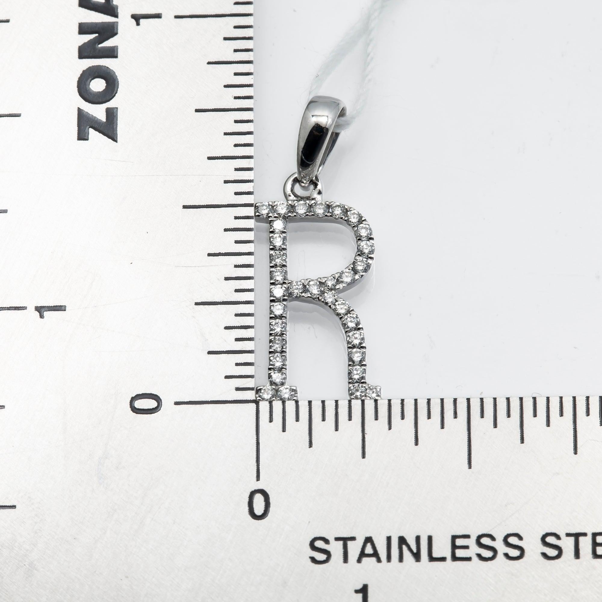 14K GOLD DIAMOND INITIAL R PENDANT 0.20 CT