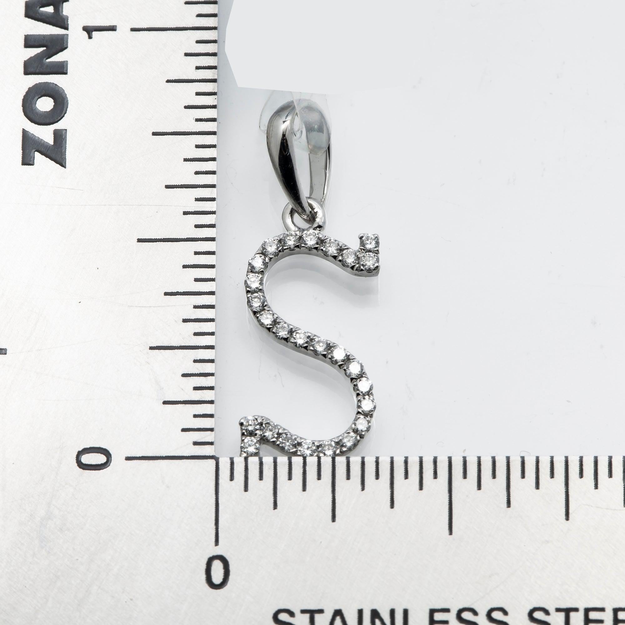 14K GOLD DIAMOND INITIAL S PENDANT 0.15 CT