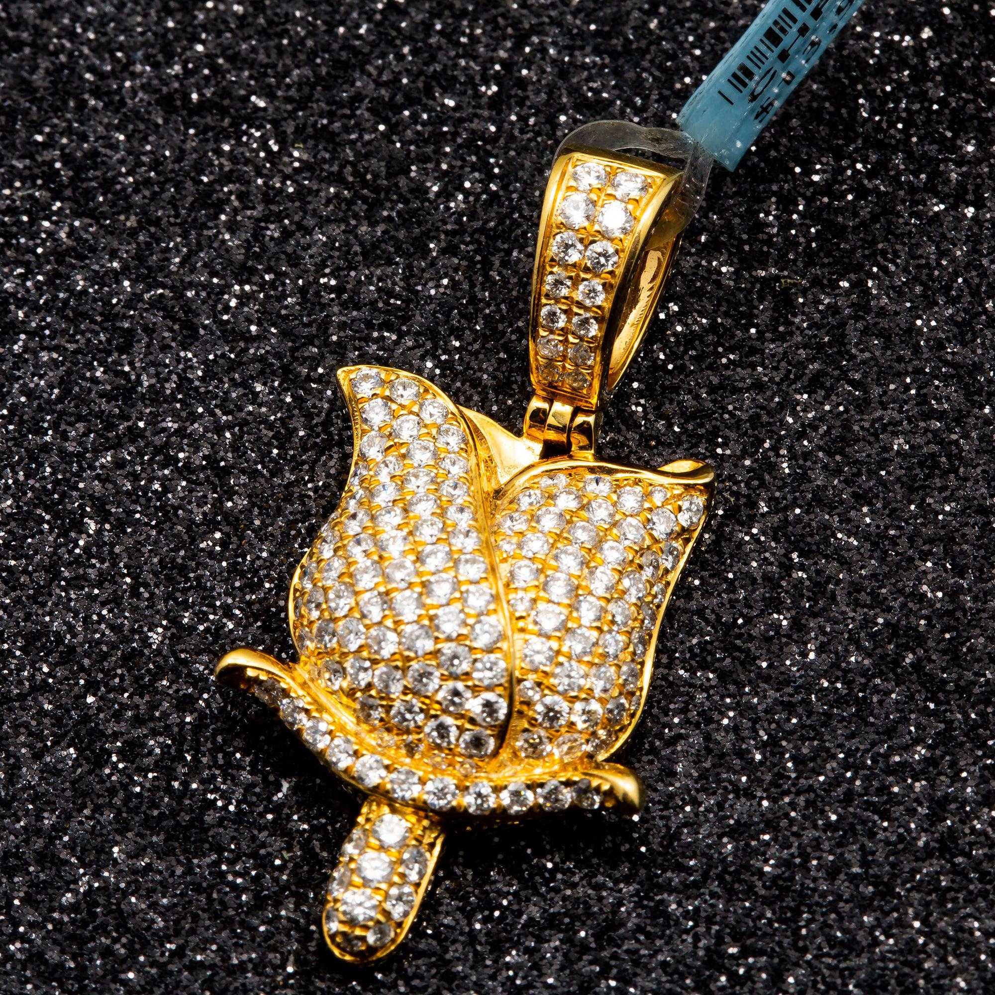 14K GOLD DIAMOND ROSE PENDANT 1.50 CT