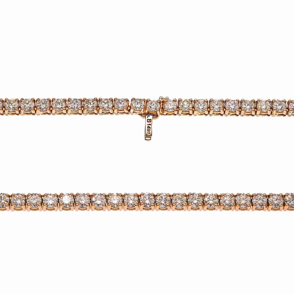 14K Rose Gold 23" Men's Tennis Chain With 35.50 CT Diamonds
