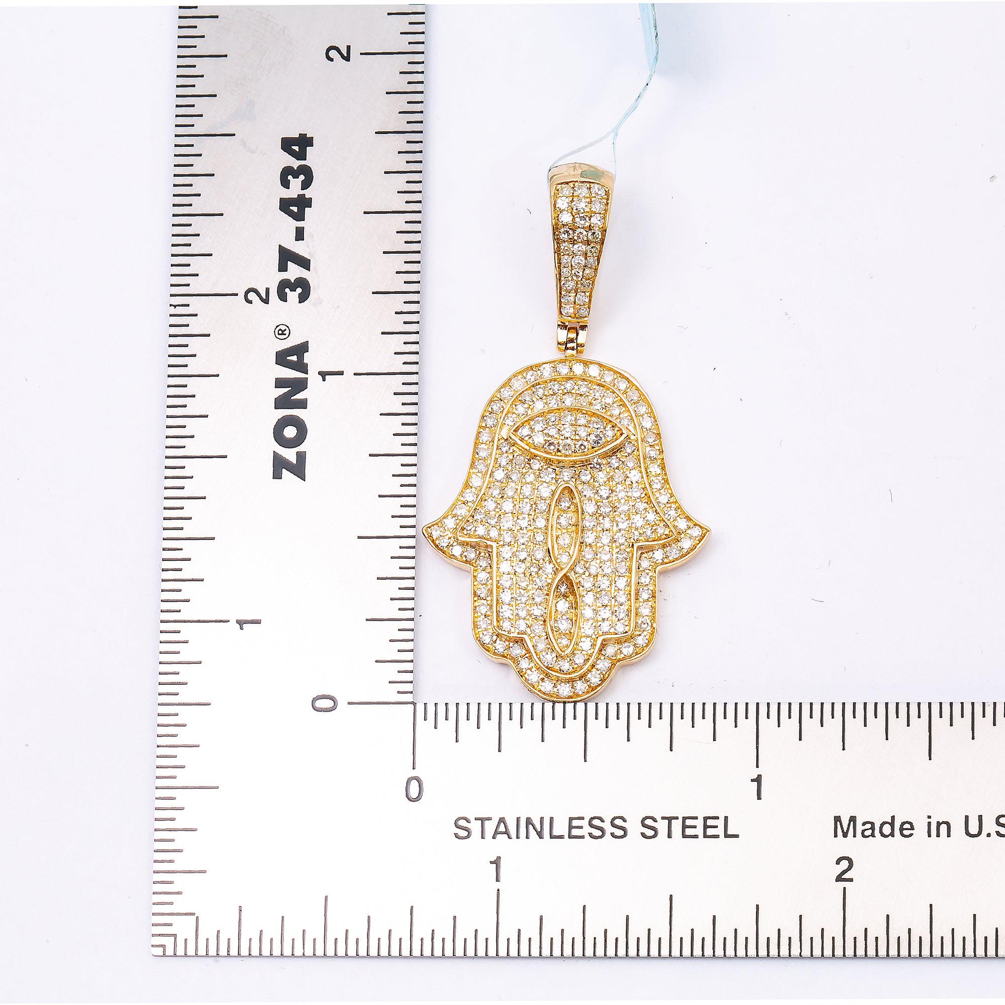 10K YELLOW GOLD HAMSA WITH 1.62 CT BAGUETTE DIAMONDS