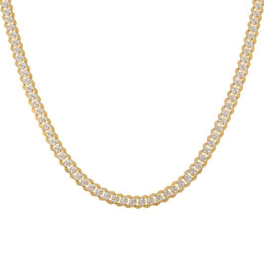 14K GOLD FLAT DIAMOND CUT 8MM OPEN CUBAN LINK CHAIN