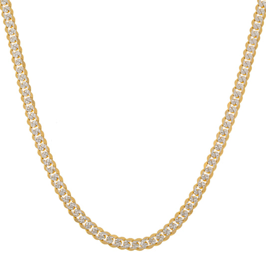 14K GOLD FLAT DIAMOND CUT 7.5MM OPEN CUBAN LINK CHAIN