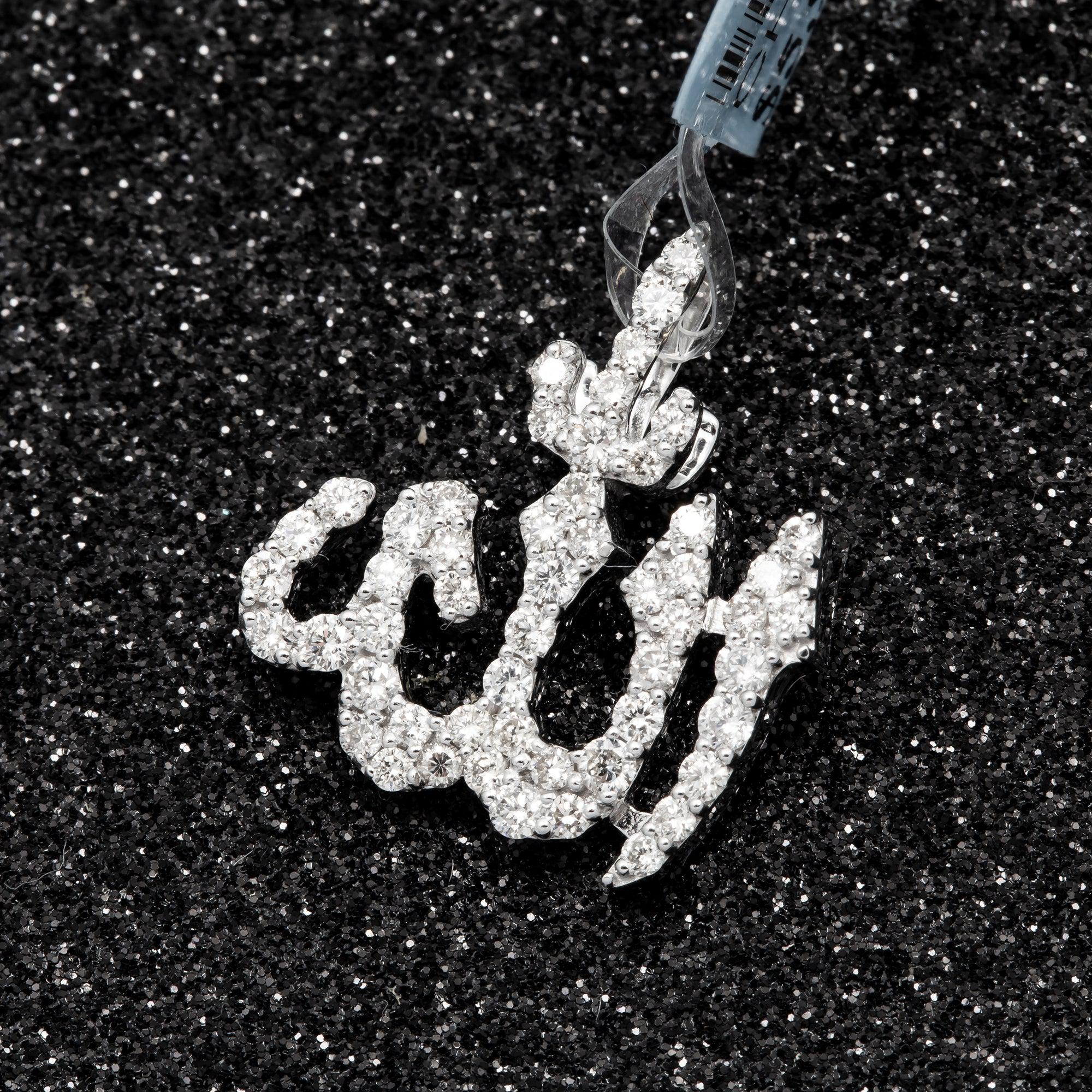 14K GOLD DIAMOND ALLAH PENDANT 0.75 CT