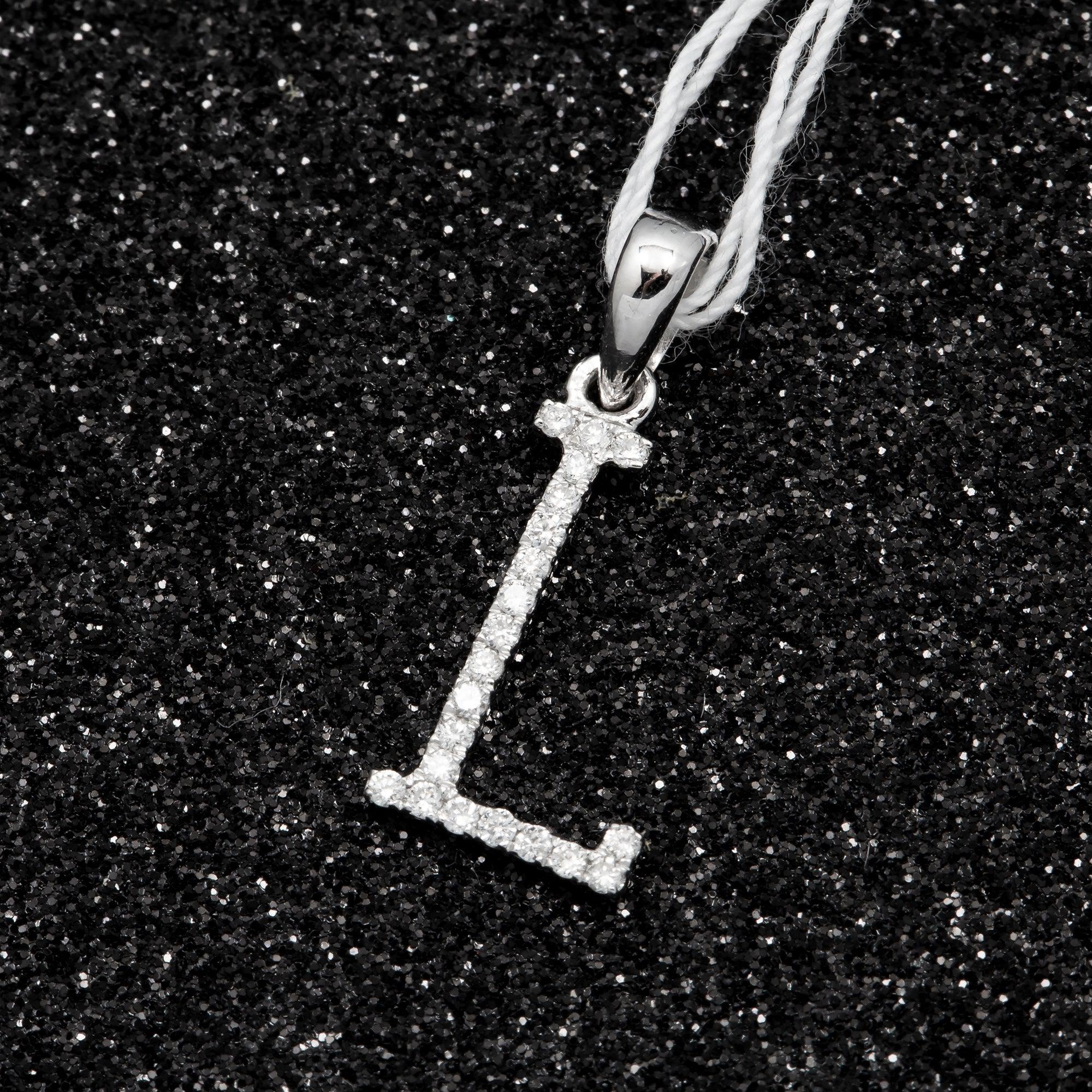 14K GOLD DIAMOND INITIAL L PENDANT 0.12 CT