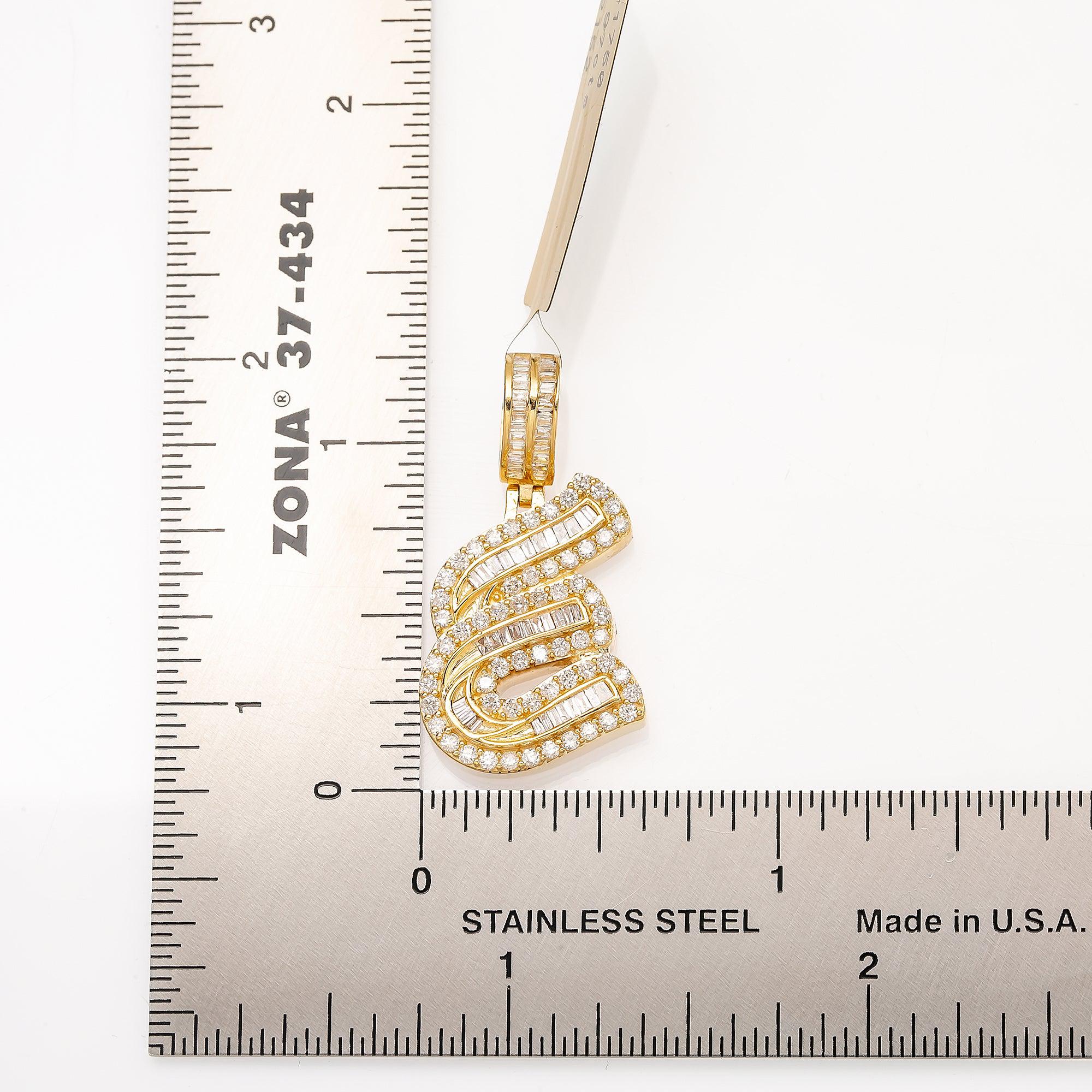 14K YELLOW GOLD DIAMOND LETTER E PENDANT 0.97 CT