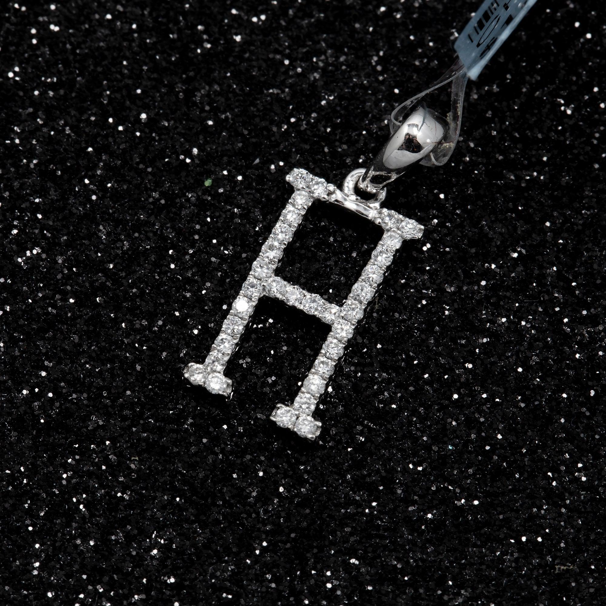 14K GOLD DIAMOND INITIAL H PENDANT 0.20 CT