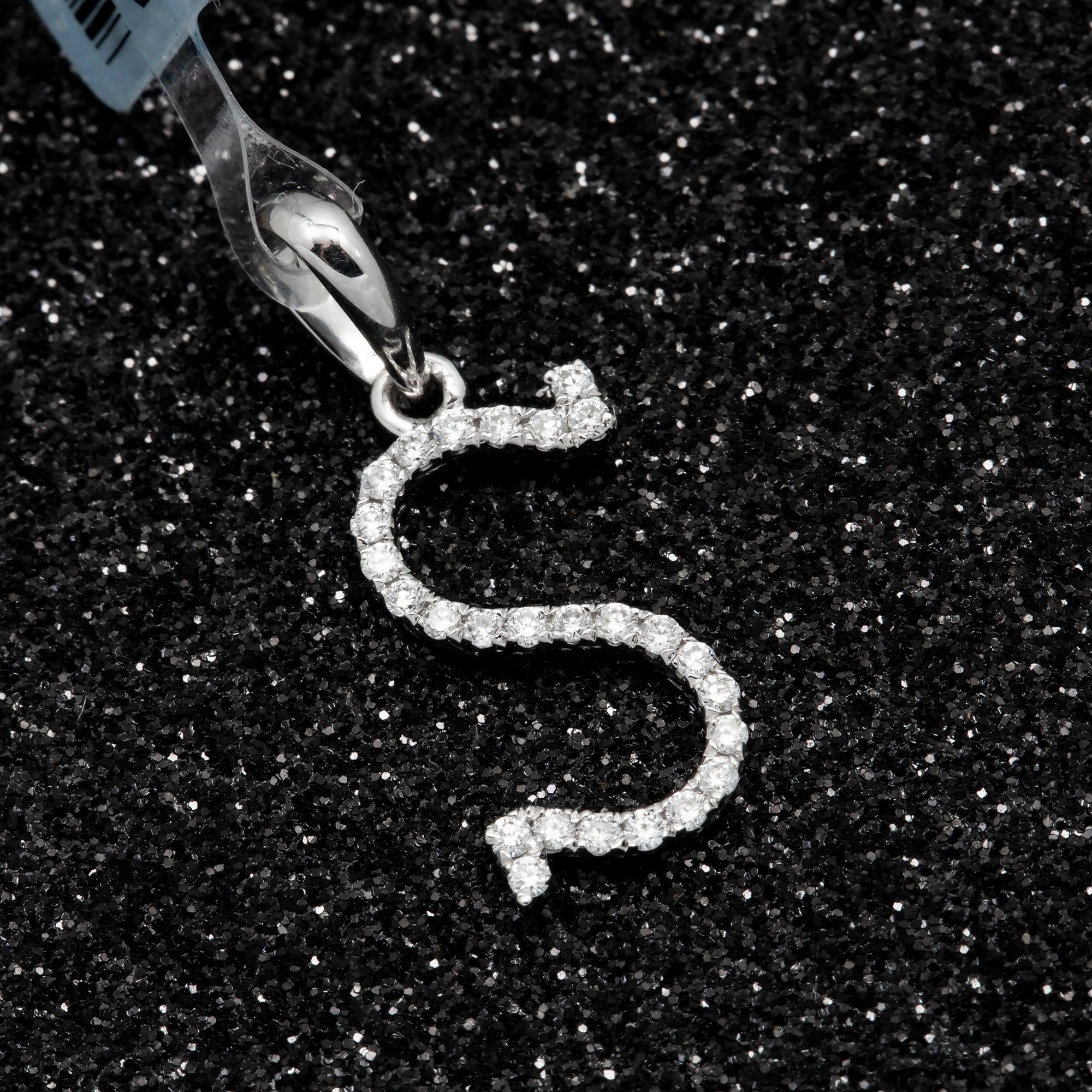 14K GOLD DIAMOND INITIAL S PENDANT 0.15 CT
