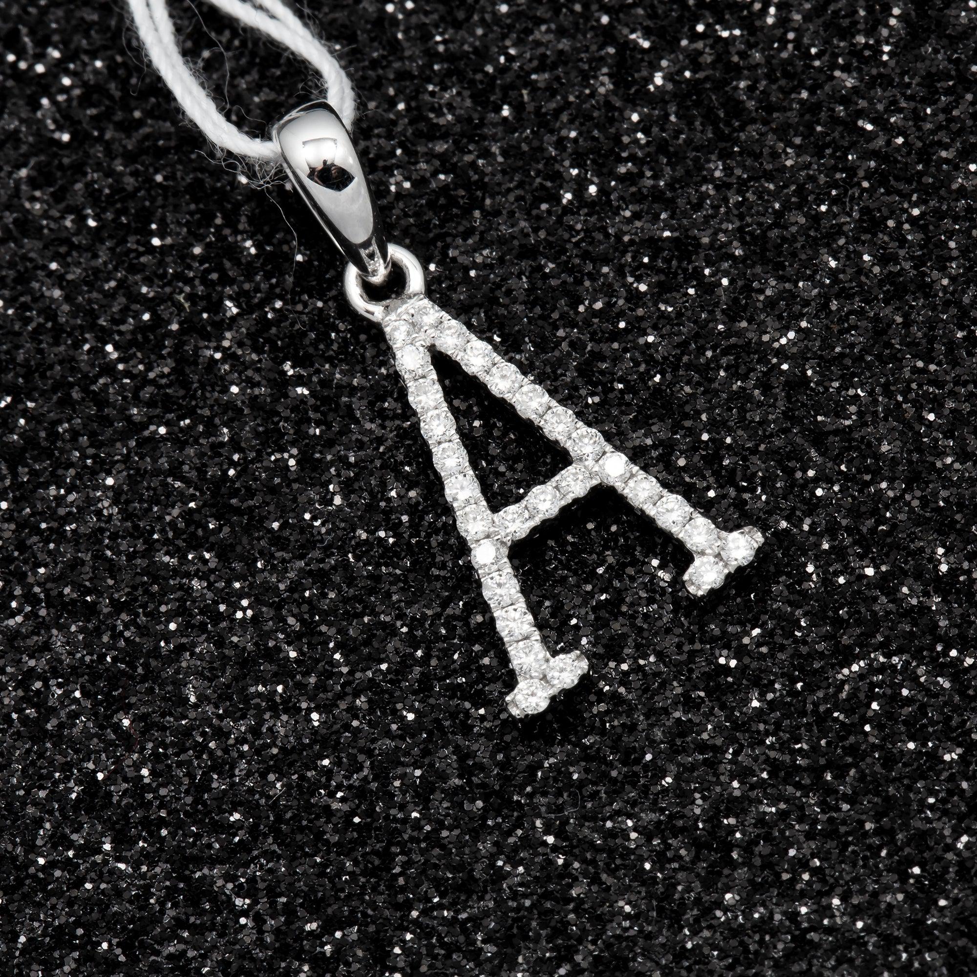 14K GOLD DIAMOND INITIAL A PENDANT 0.15 CT