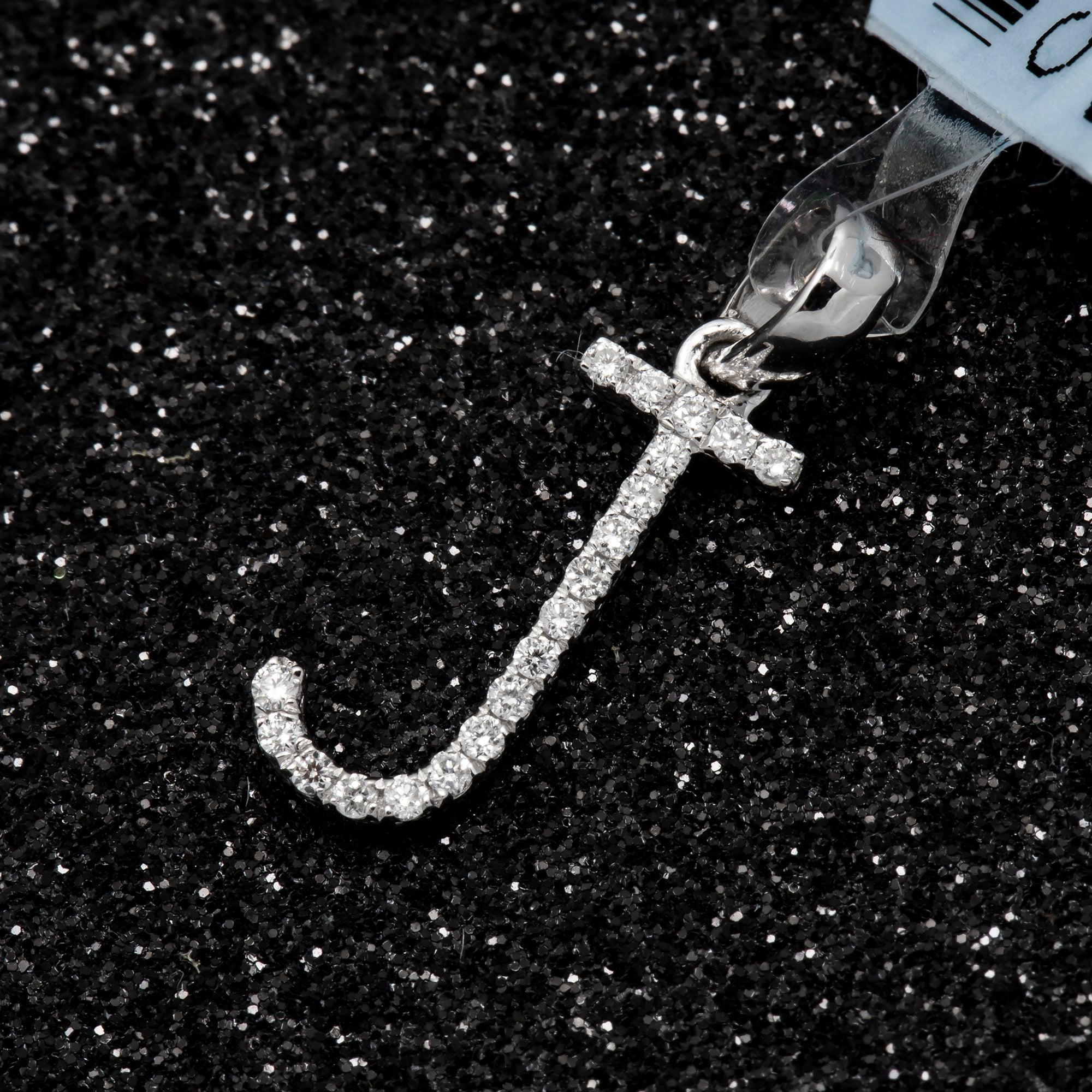 14K GOLD DIAMOND INITIAL J PENDANT 0.10 CT