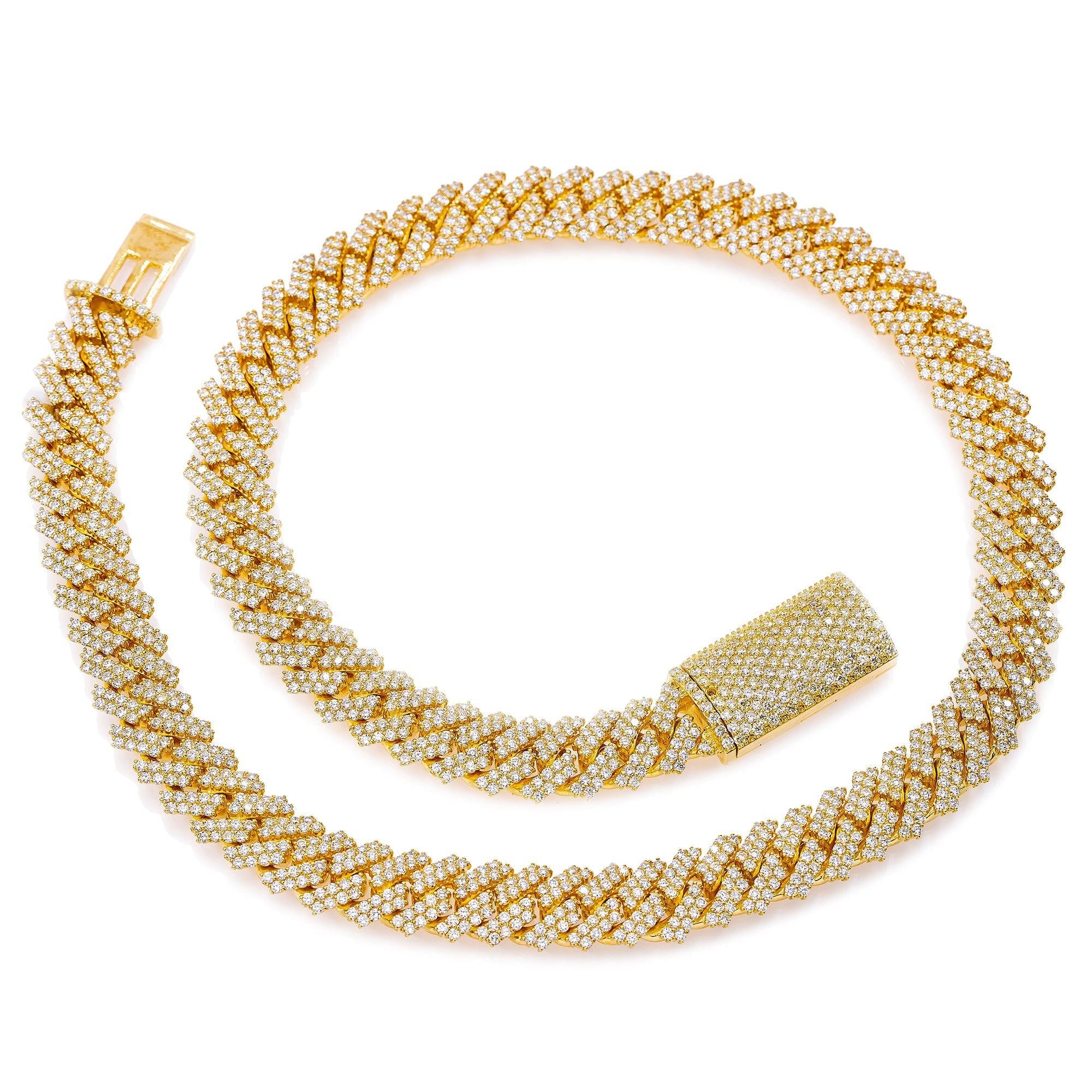 10K YELLOW GOLD 20" CUBAN CHAIN WITH 20.96 CT DIAMONDS